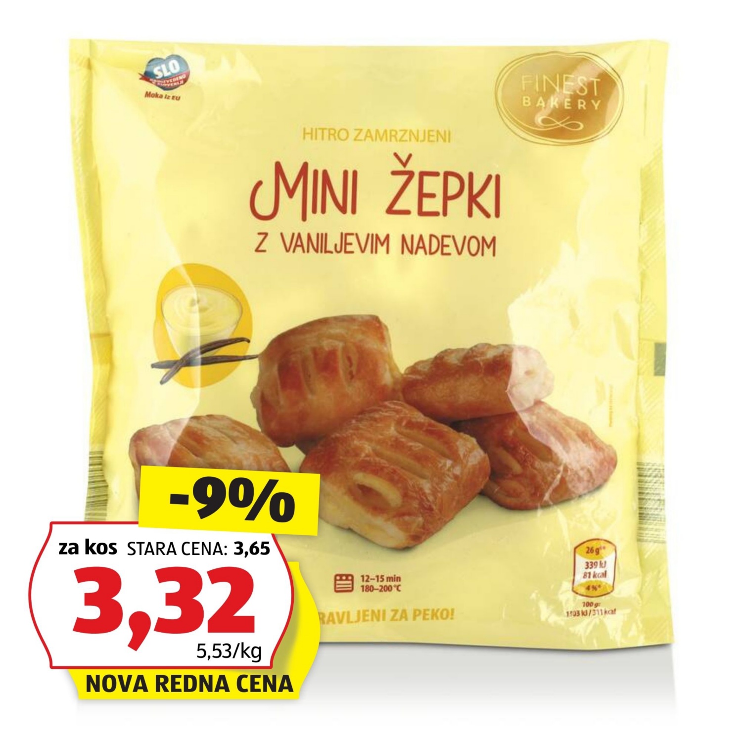 FINEST BAKERY Mini polnjeni žepki, vanilija