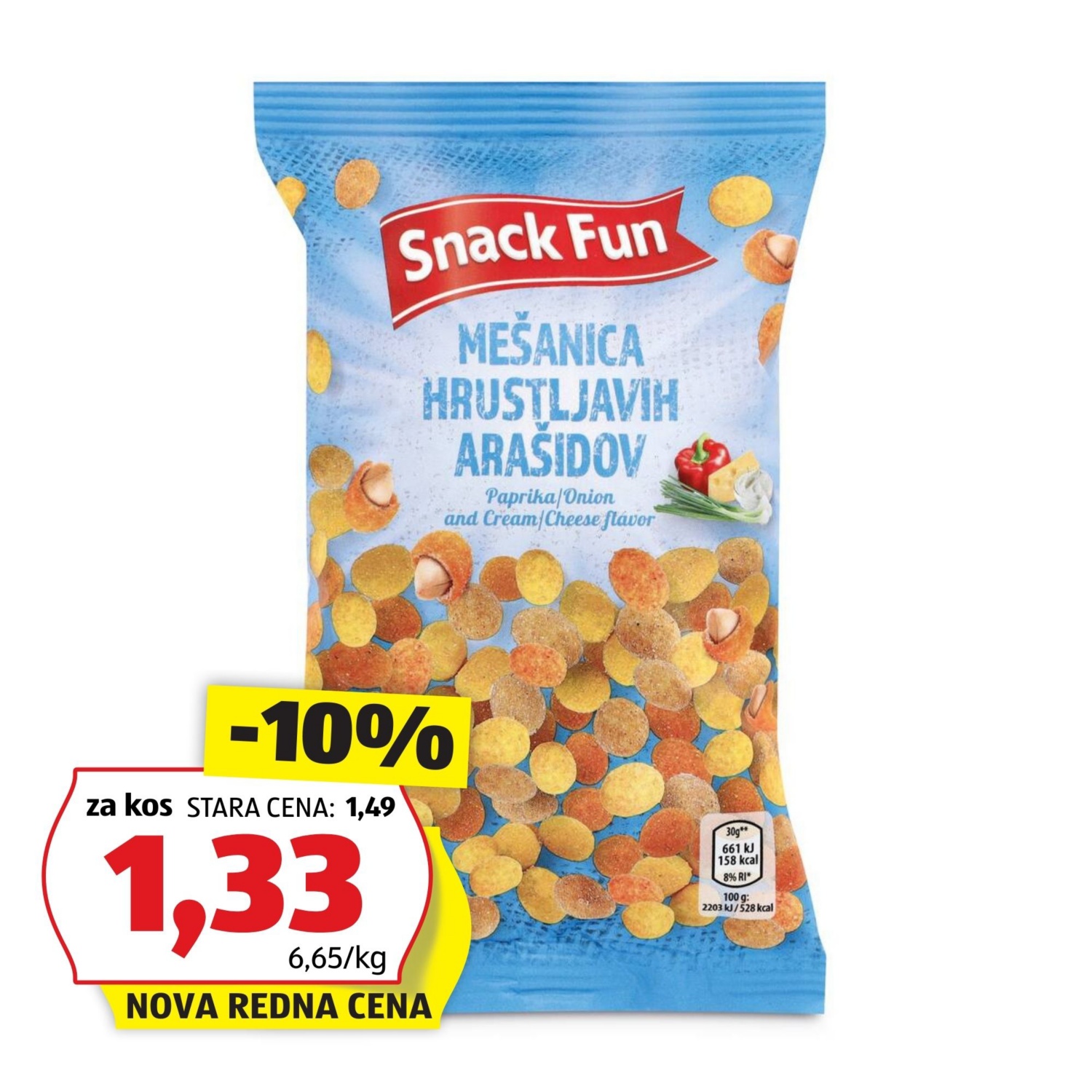 SNACK FUN Mešanica hrustljavih arašidov