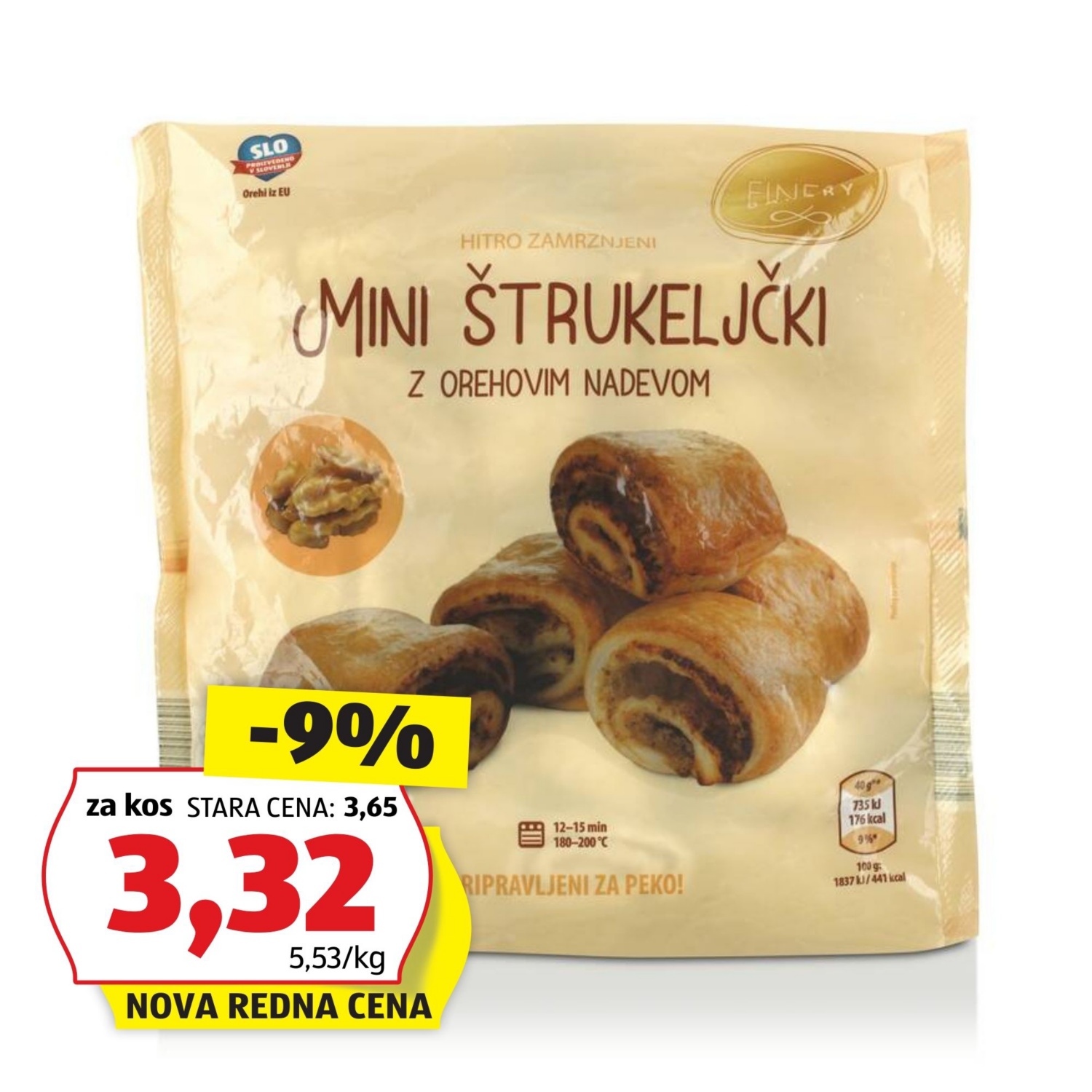 FINEST BAKERY Mini polnjeni žepki, orehovi
