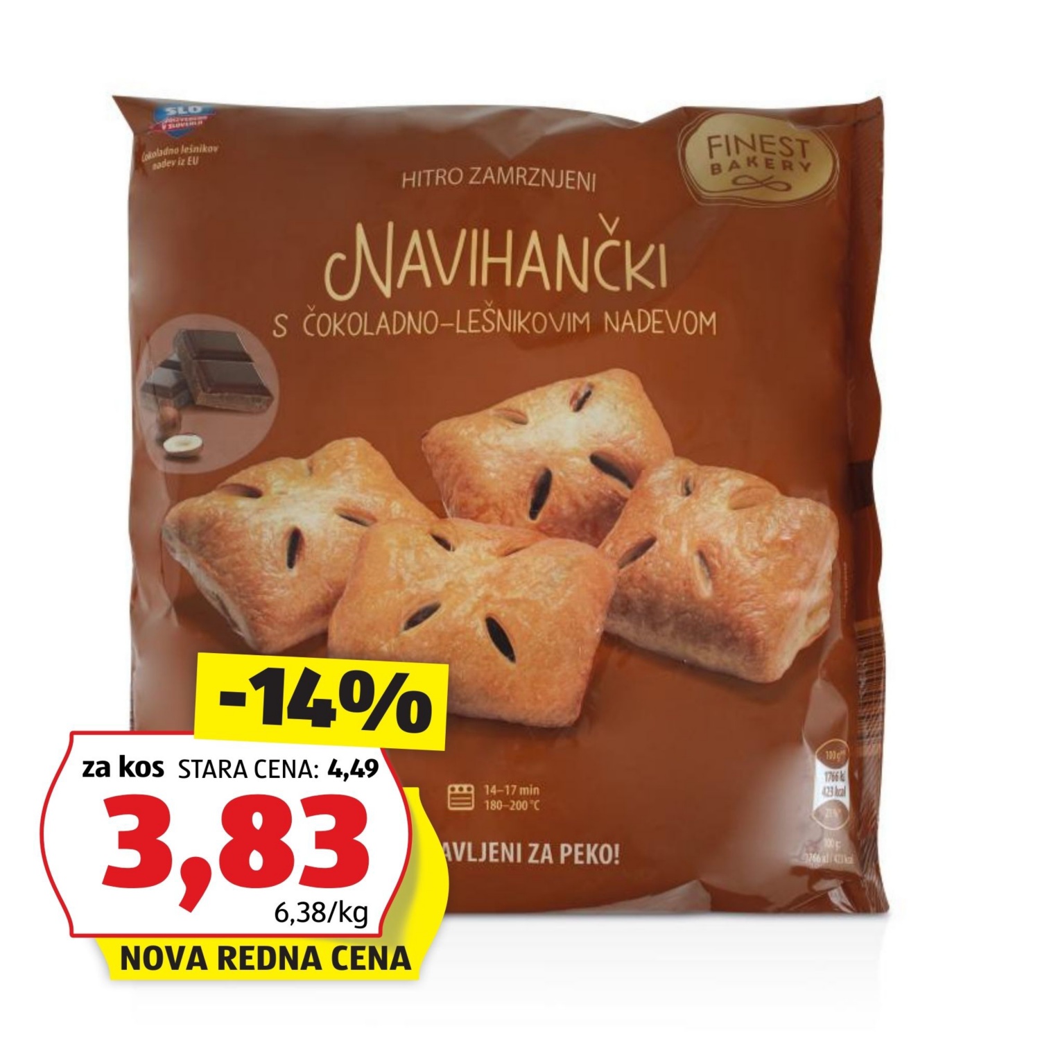 FINEST BAKERY Navihančki, čokolada-lešnik