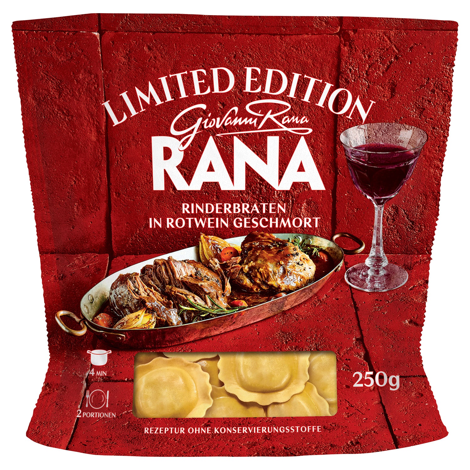 GIOVANNI RANA Limited Edition, Gefüllte Pasta, geschmortes Rindfleisch & Merlot 250 g