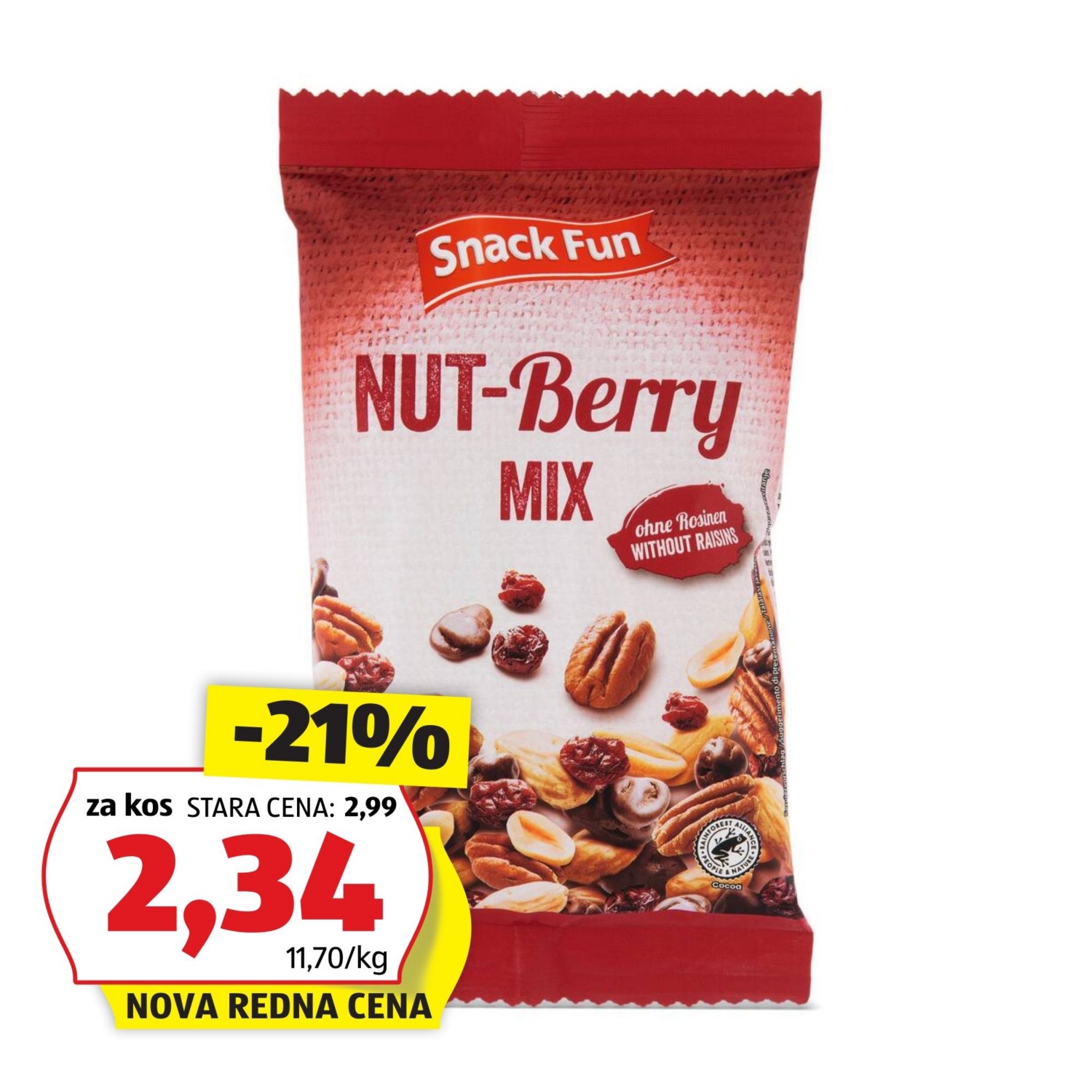 SNACK FUN Oreški, mešanica jagodičja