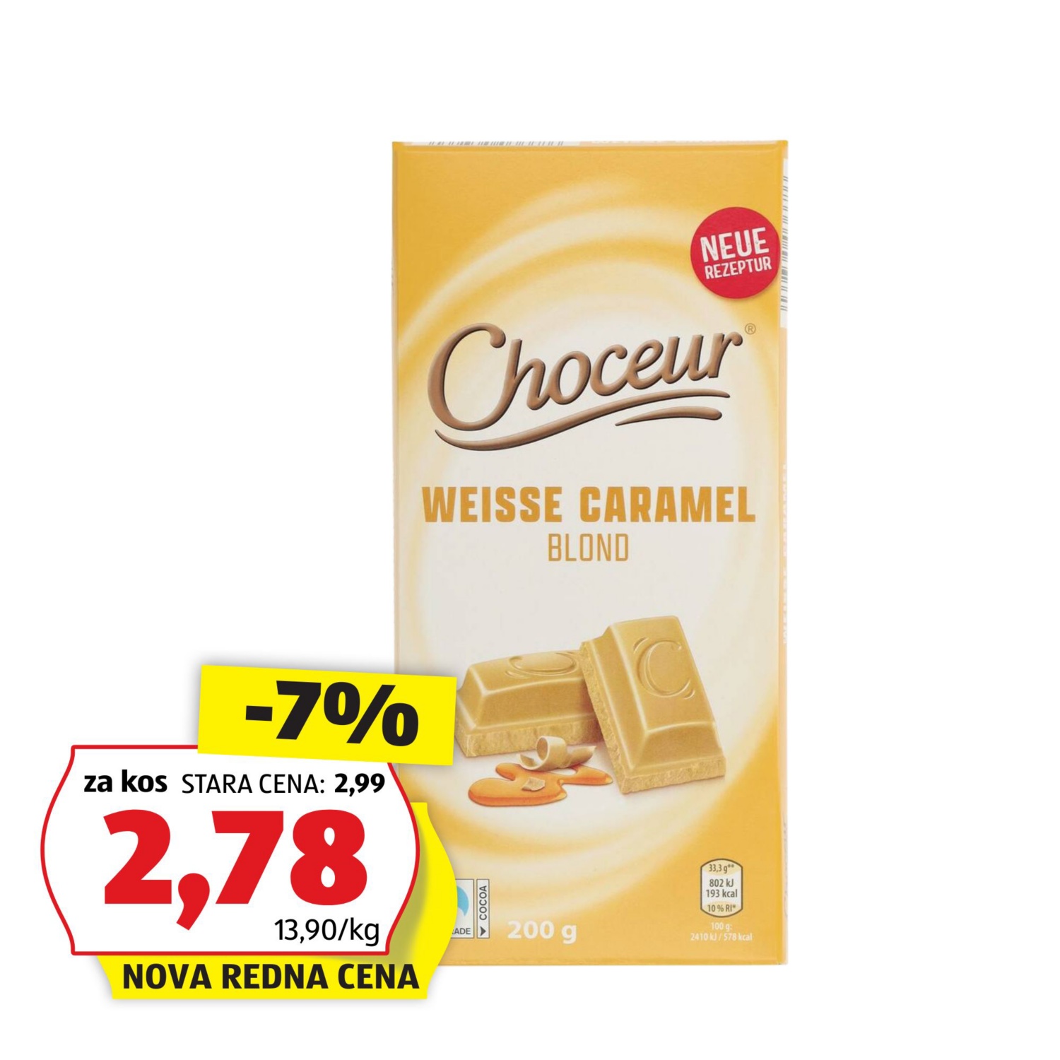 CHOCEUR Bela čokolada, mleko-karamela