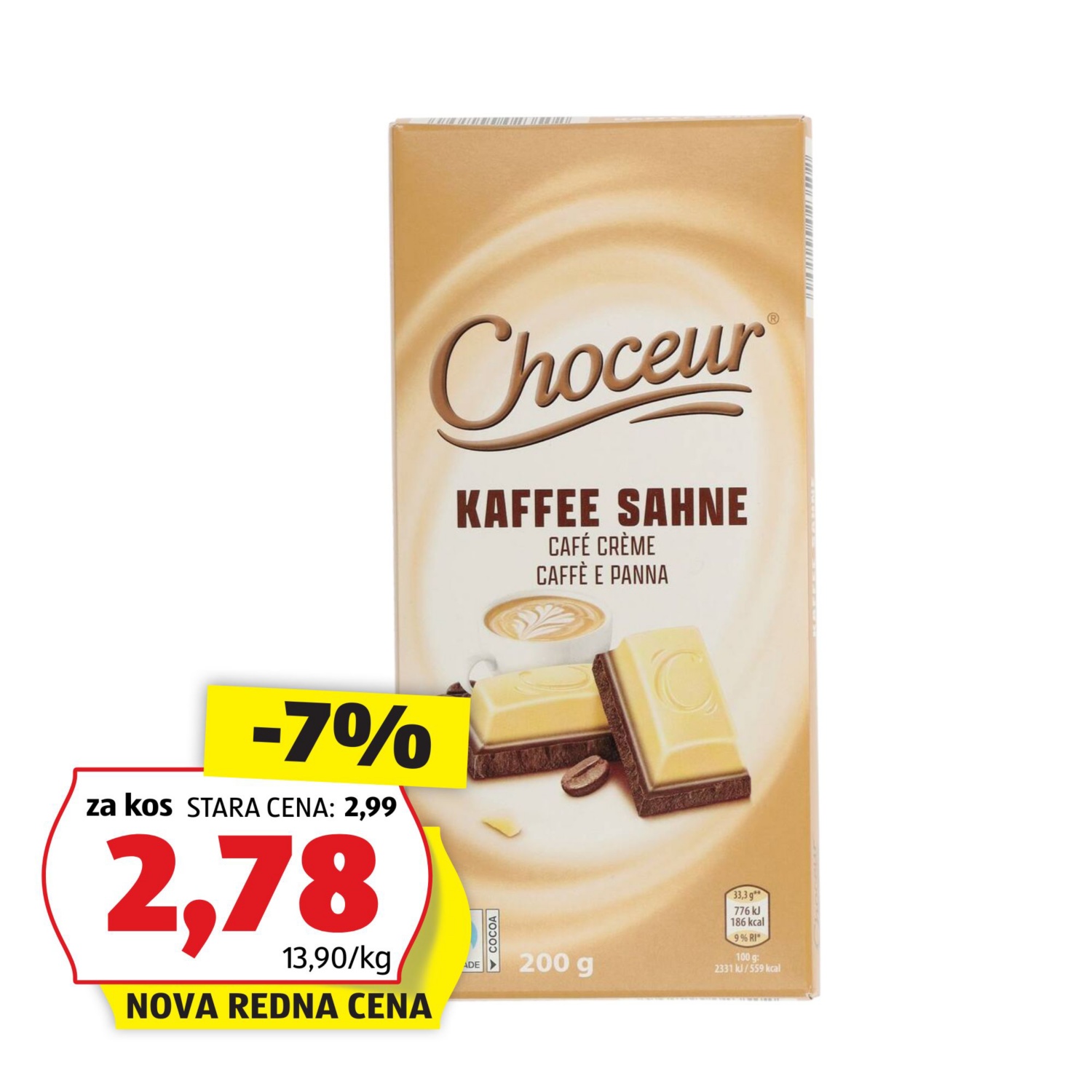 CHOCEUR Bela čokolada, kava-smetana