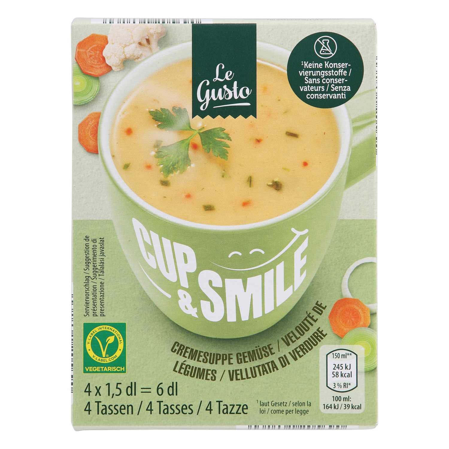 LE GUSTO Zuppe istantanee in confezione da 4, verdure