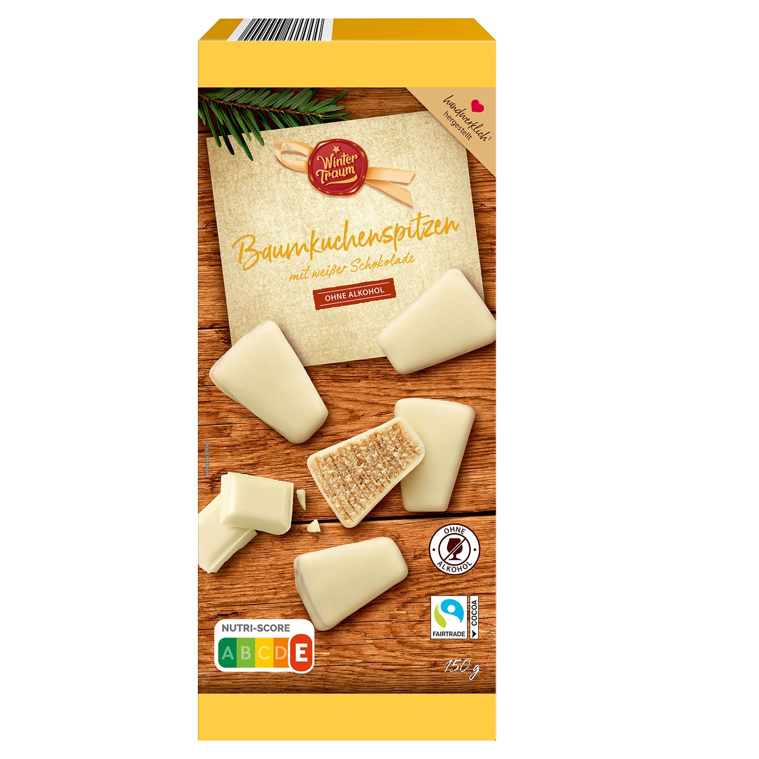 WINTERTRAUM Baumkuchenspitzen 150 g, weiße Schokolade