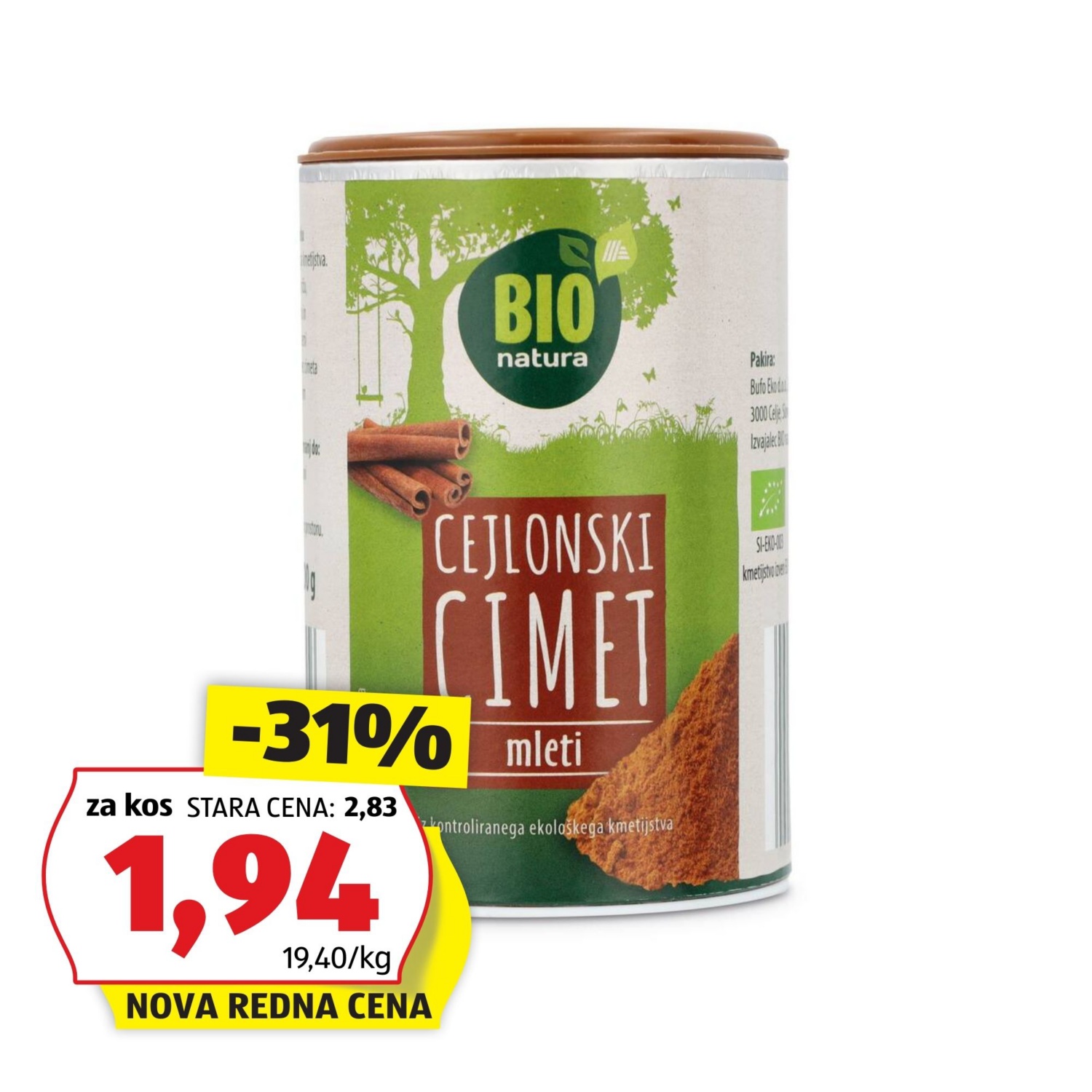BIO NATURA Bio začimbe, cejlonski cimet