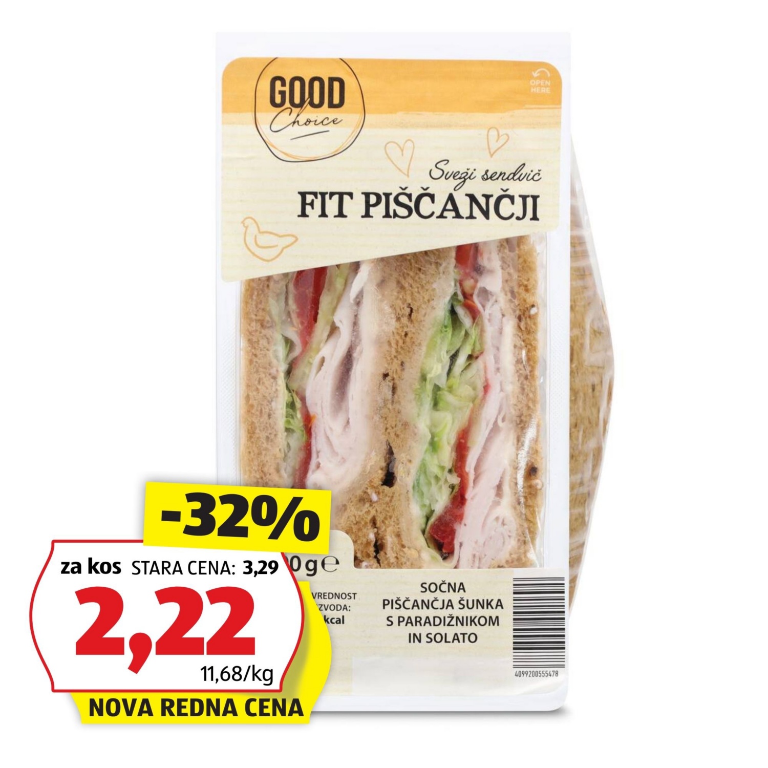 GOOD CHOICE Toast sendvič, fit piščančji