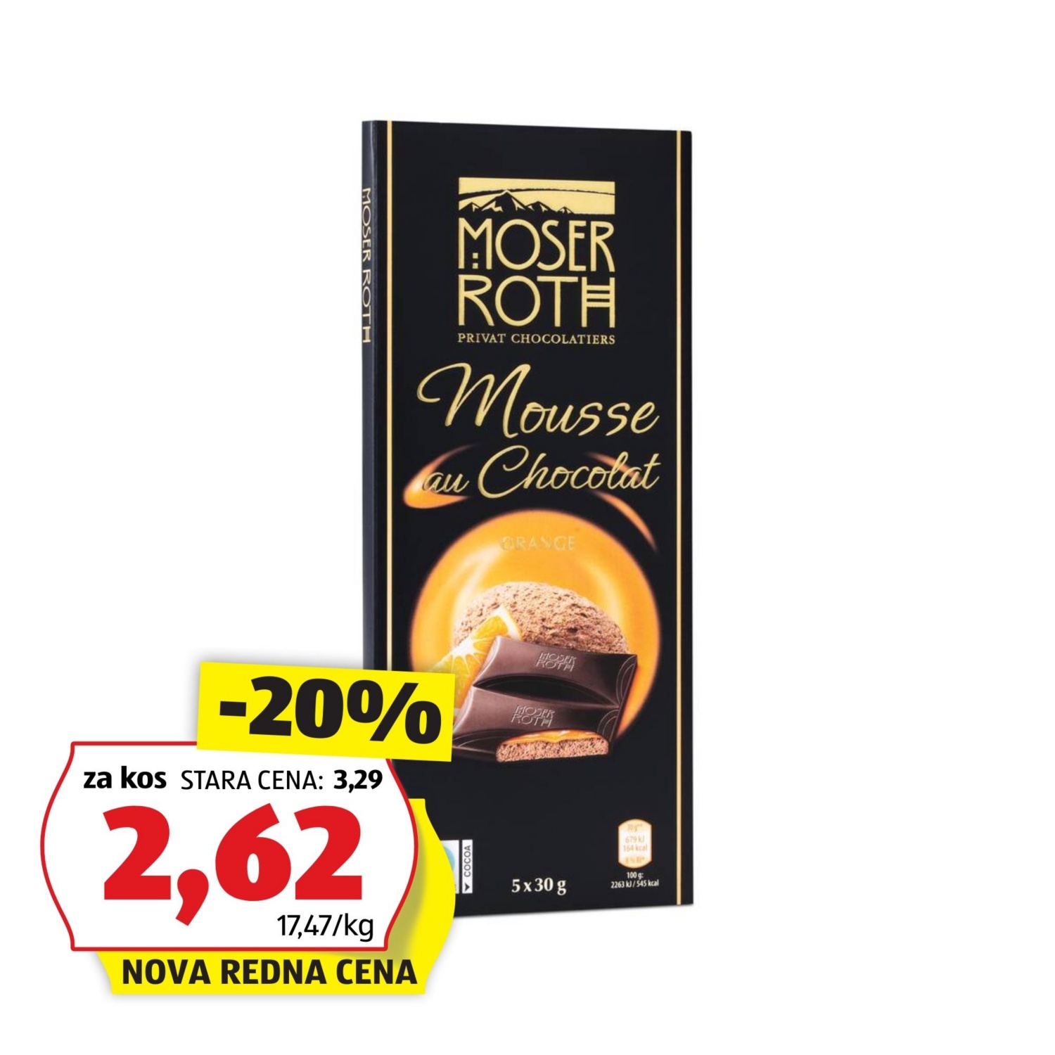 MOSER ROTH Mousse polnjena čokolada, pomaranča