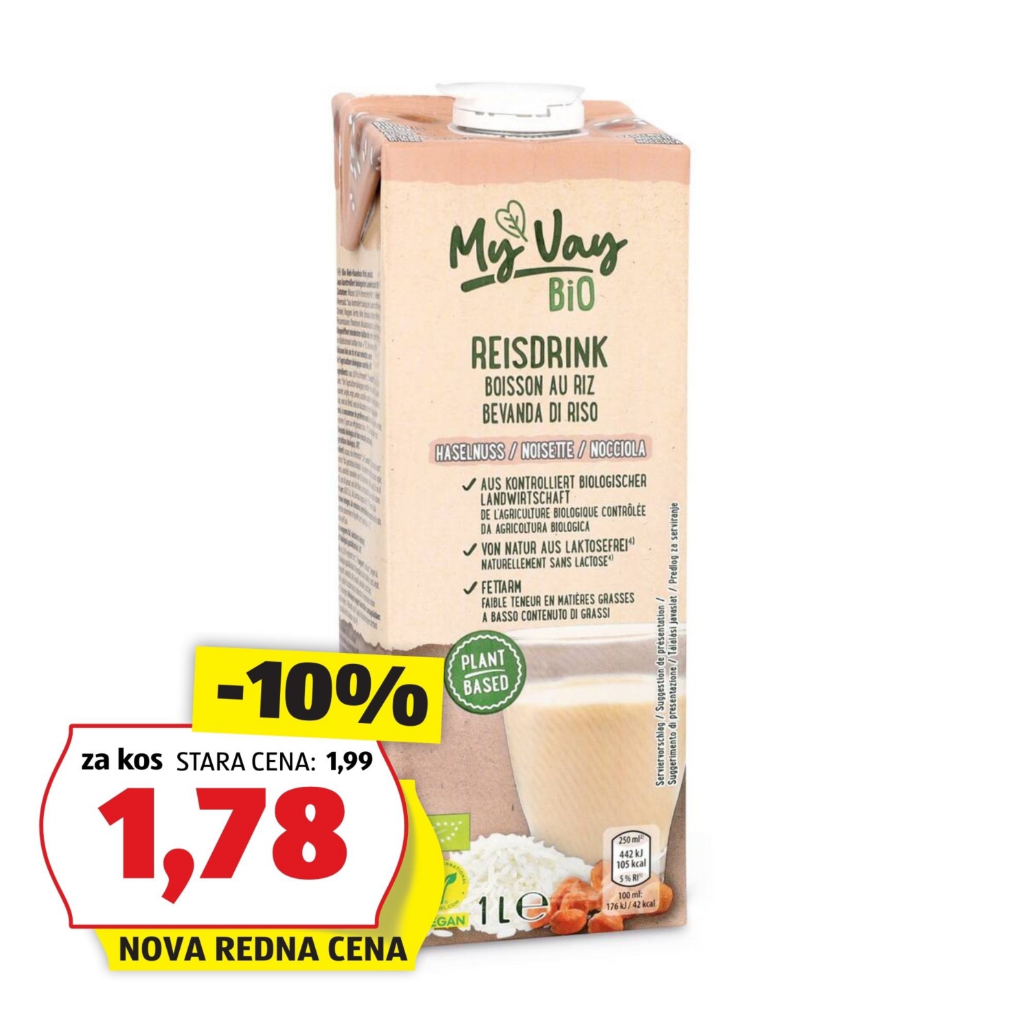 MY Vay Bio rižev napitek, lešnik