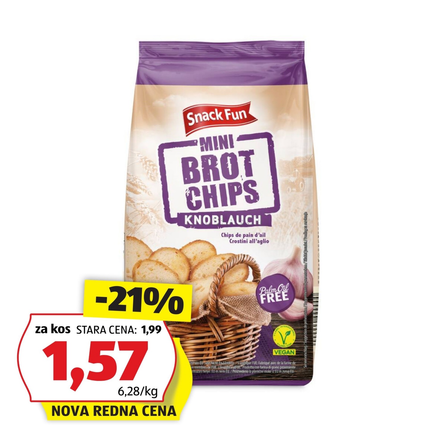 SNACK FUN Mini popečeni kruhki, česen