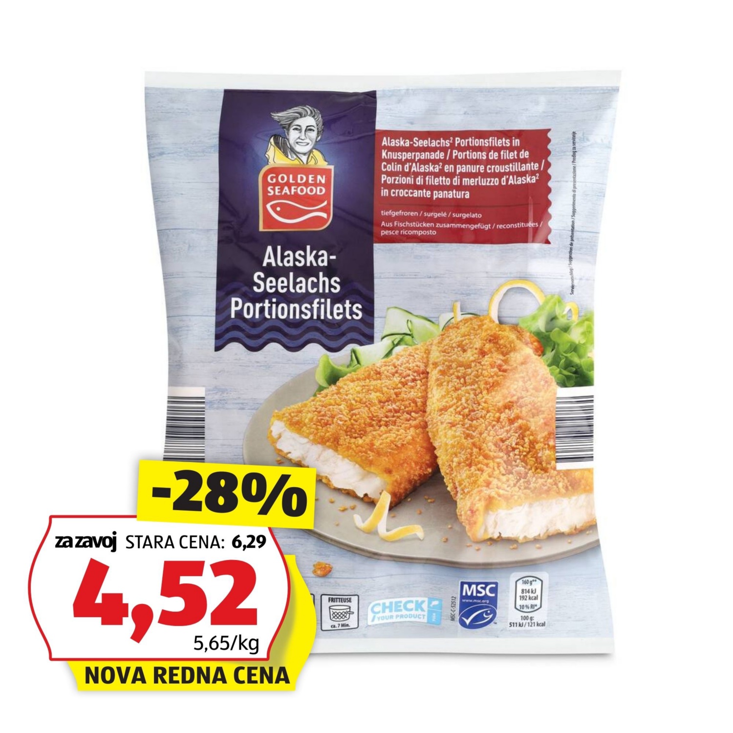 GOLDEN SEAFOOD Panirani fileji  aljaškega polaka