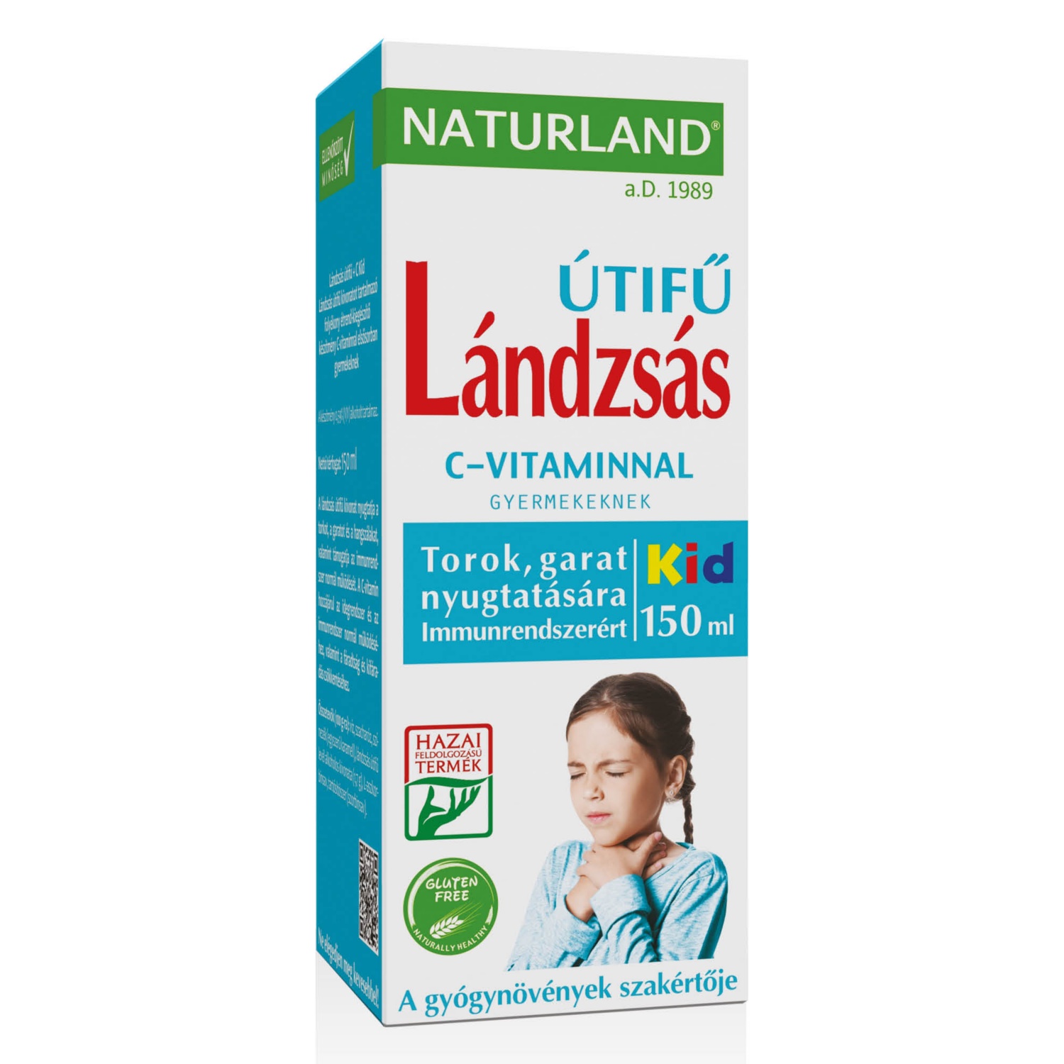 NATURLAND A.D. 1989 Lándzsás útifű szirup C-vitaminnal, 150 ml