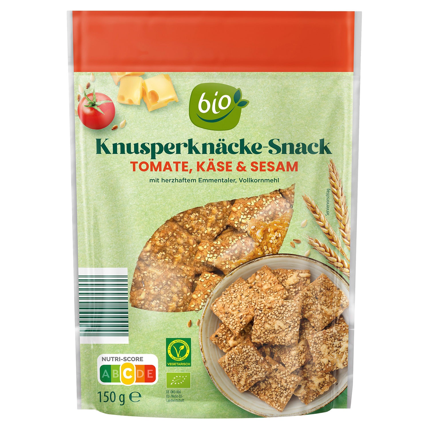 GUT BIO Bio-Knusperknäcke 150 g, Tomate, Käse & Sesam