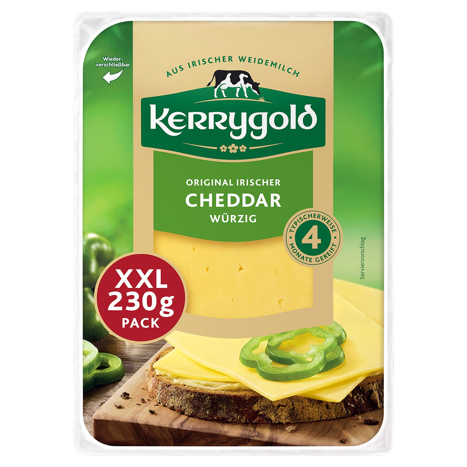 KERRYGOLD Käsescheiben XXL 230 g, Cheddar würzig