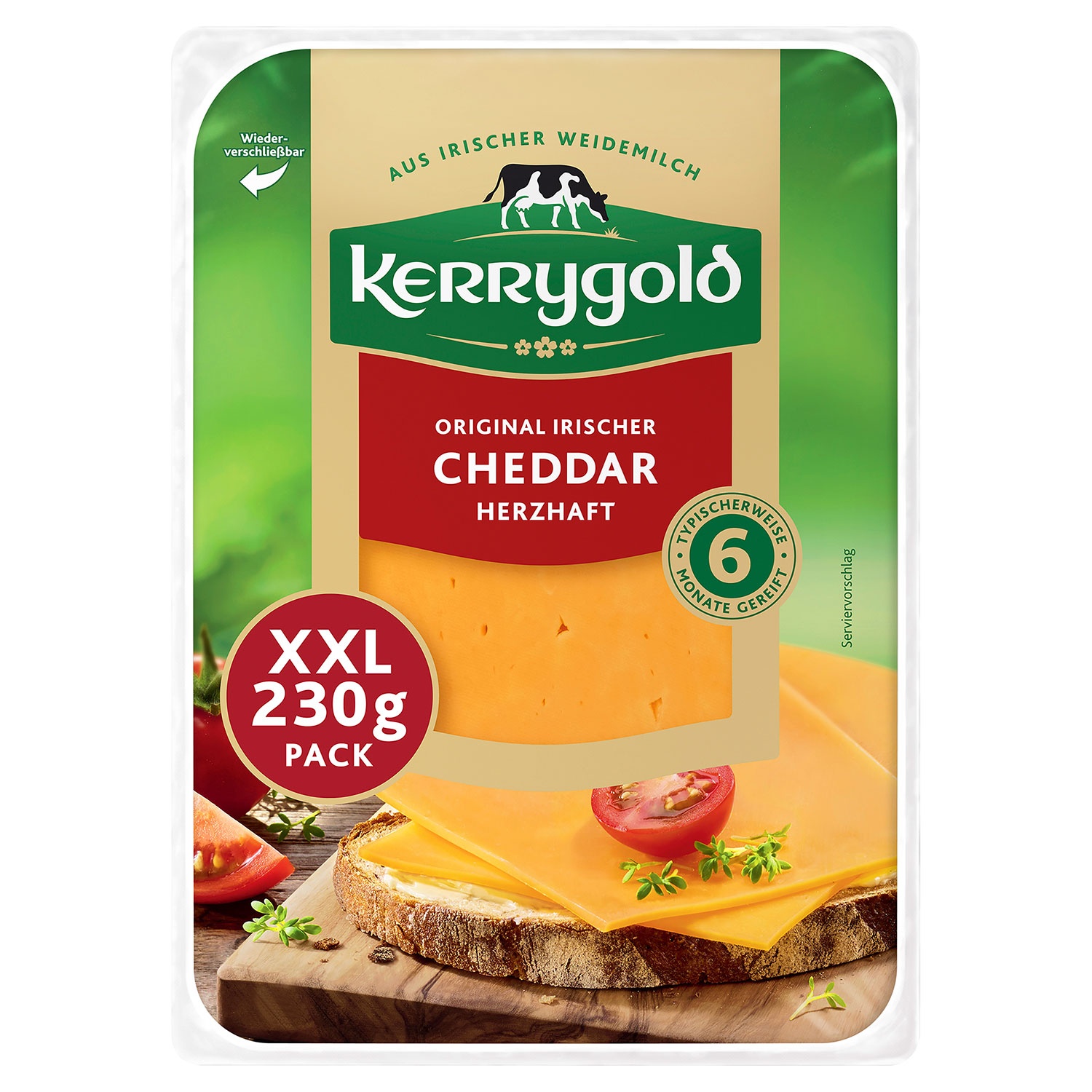 KERRYGOLD Käsescheiben XXL 230 g, Cheddar herzhaft