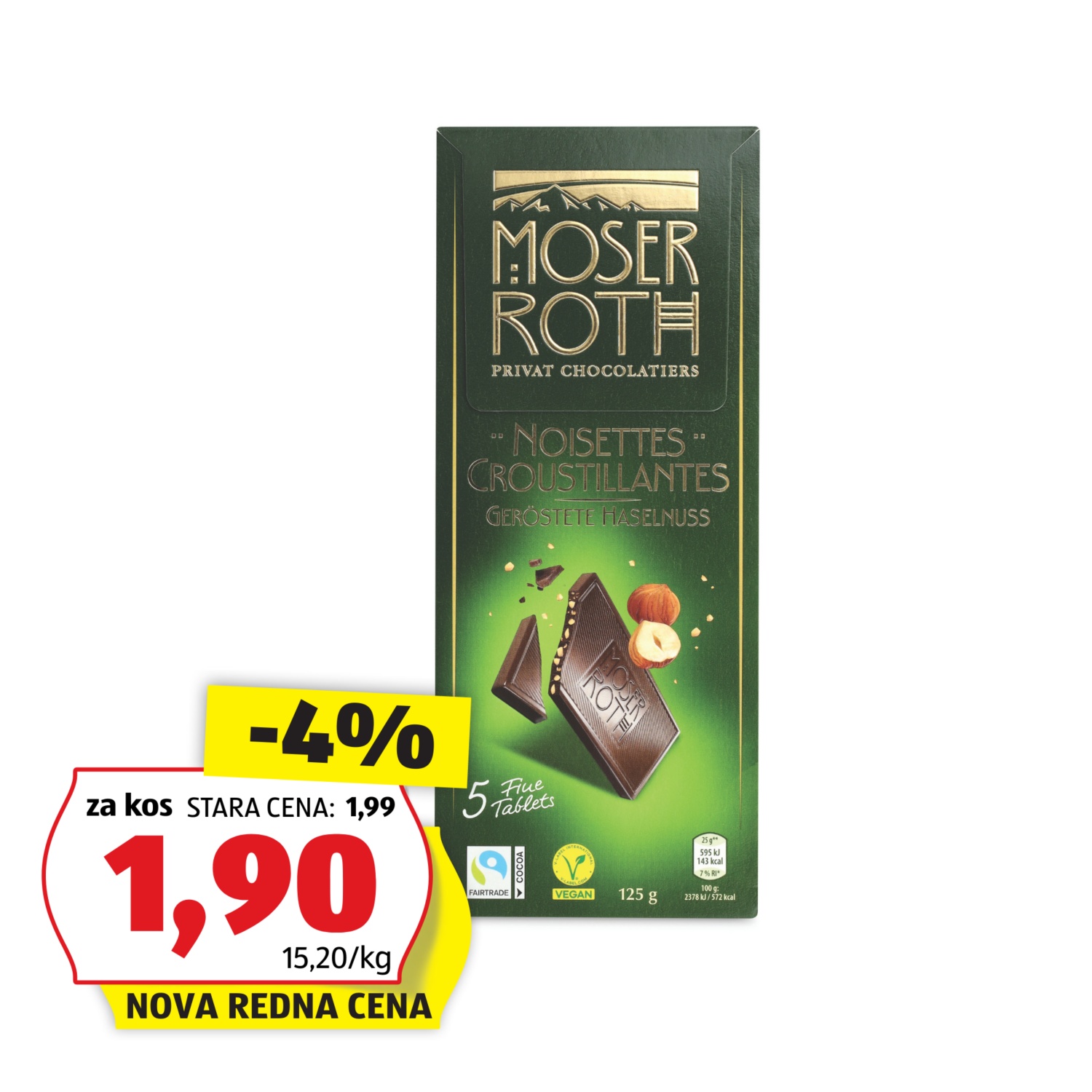MOSER ROTH Premium čokolada, praženi lešniki