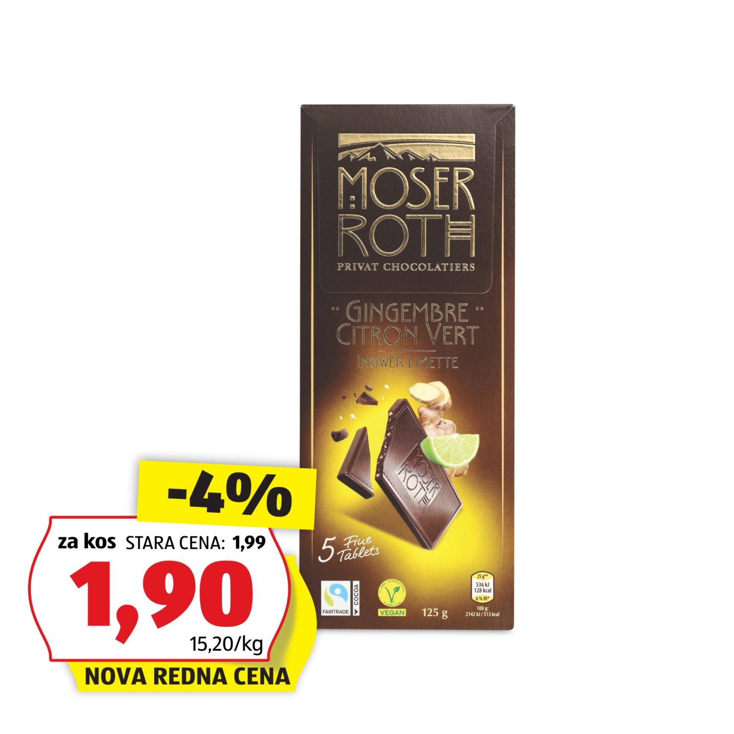 MOSER ROTH Premium čokolada, ingver & limeta