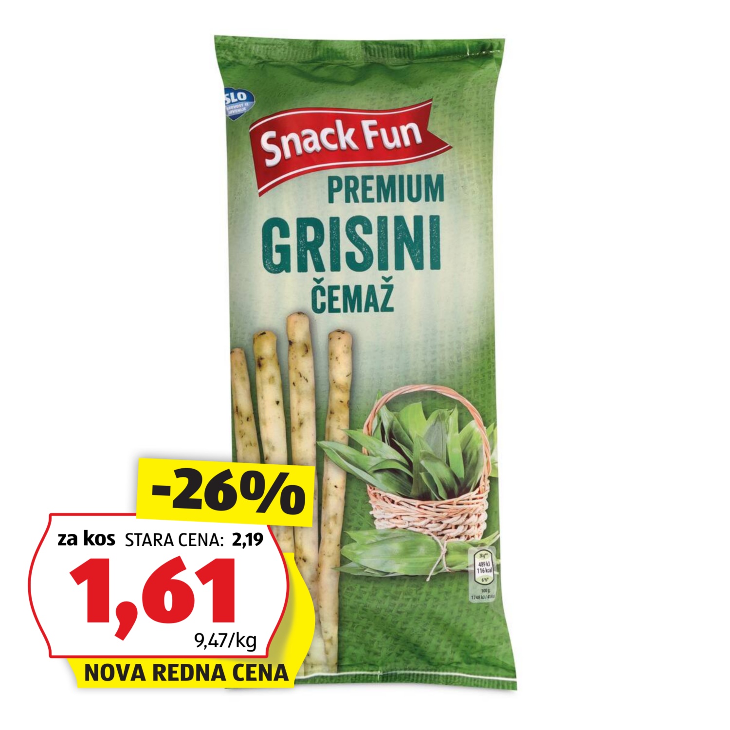 SNACK FUN Premium grisini, s čemažem