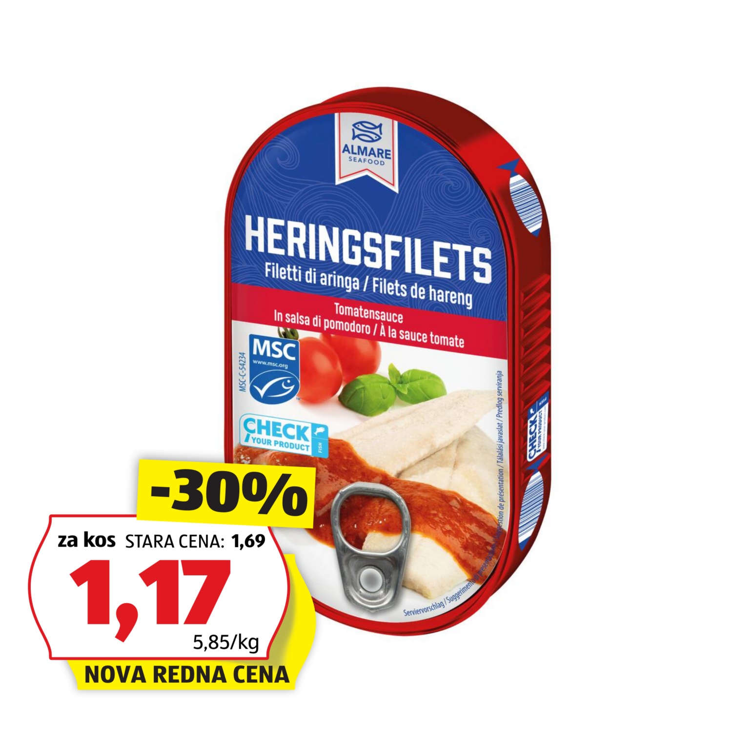 ALMARE SEAFOOD Slanikov file v omaki, paradižnikova omaka