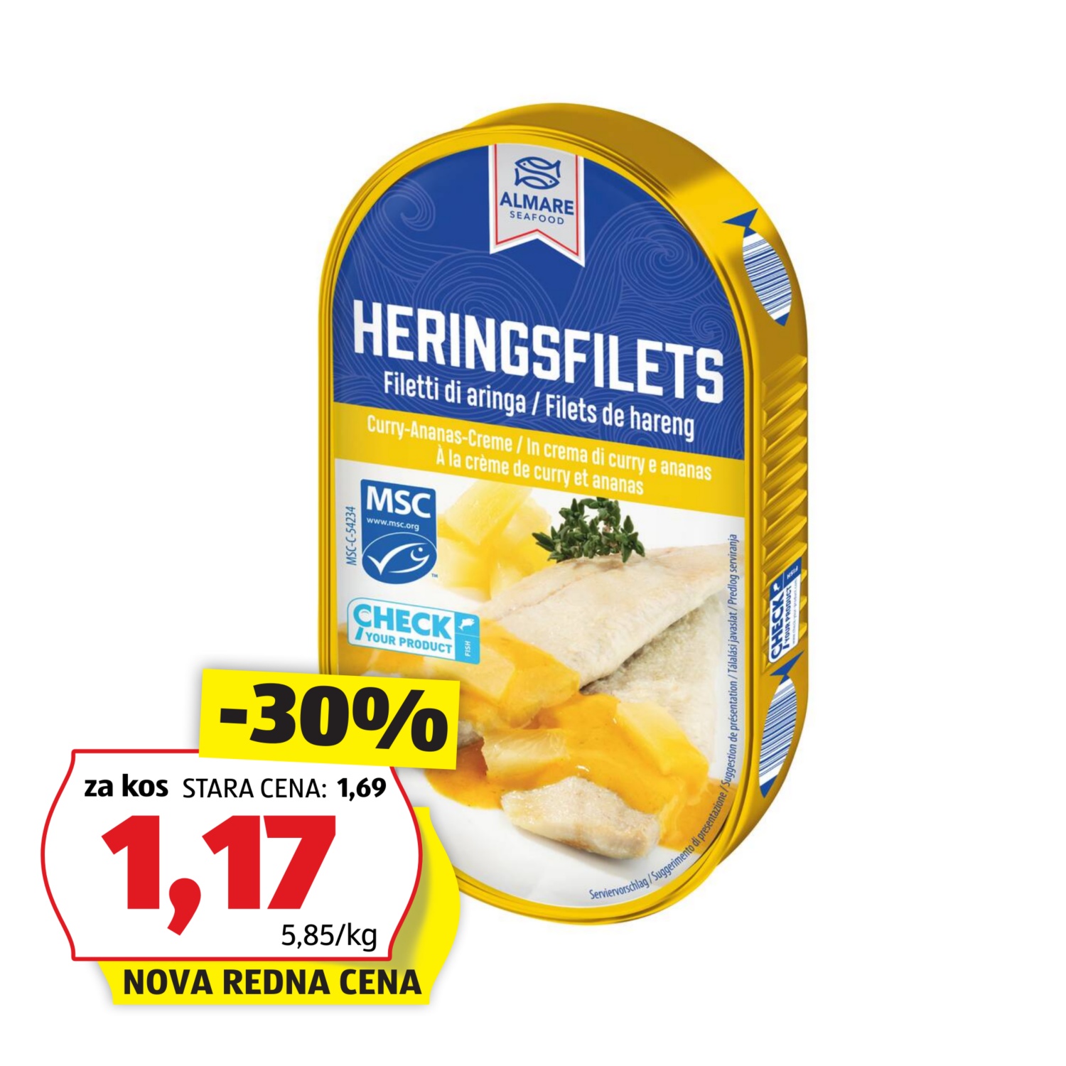 ALMARE SEAFOOD Slanikov file v omaki, kari-ananas