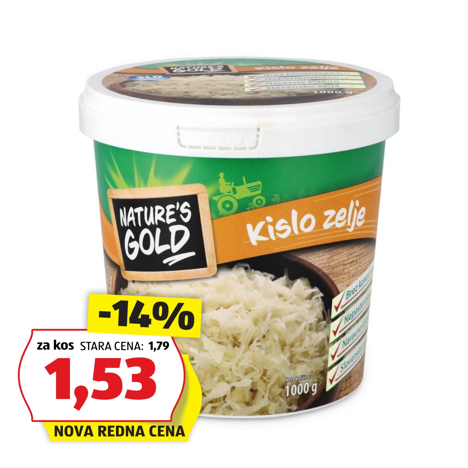NATURE'S GOLD Kislo zelje v vedru