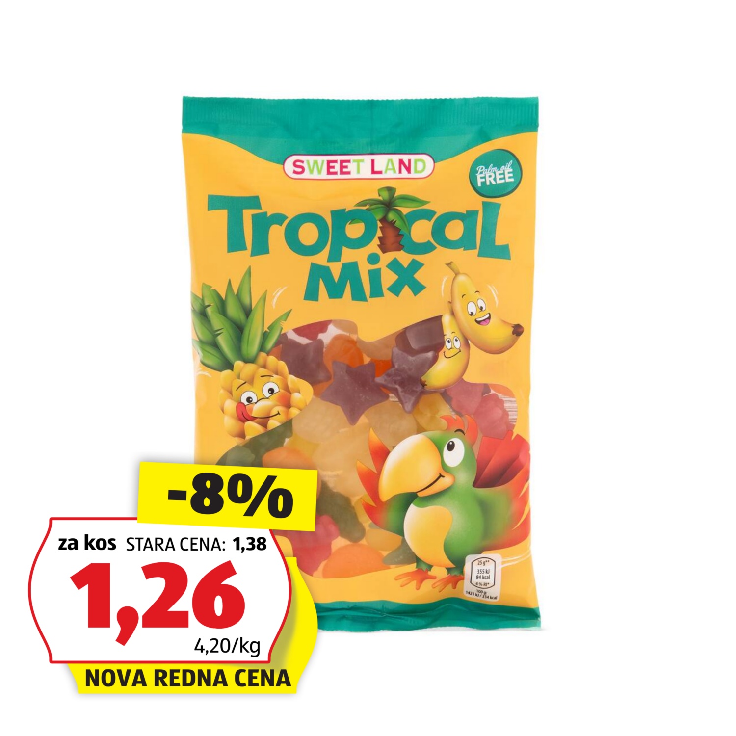 SWEET LAND Žvečljivi sadni bonboni, tropski