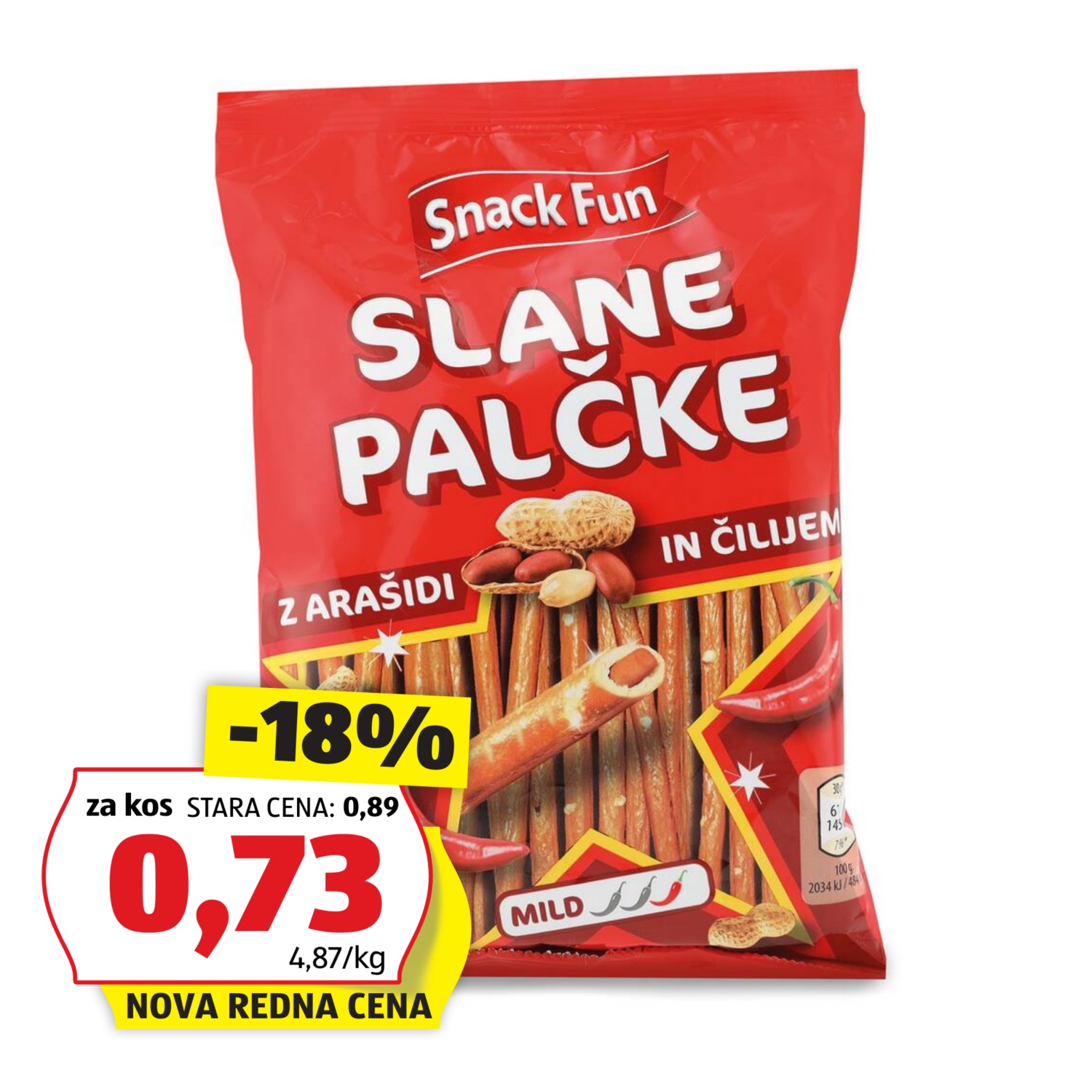 SNACK FUN Slane palčke z arašidi in čilijem