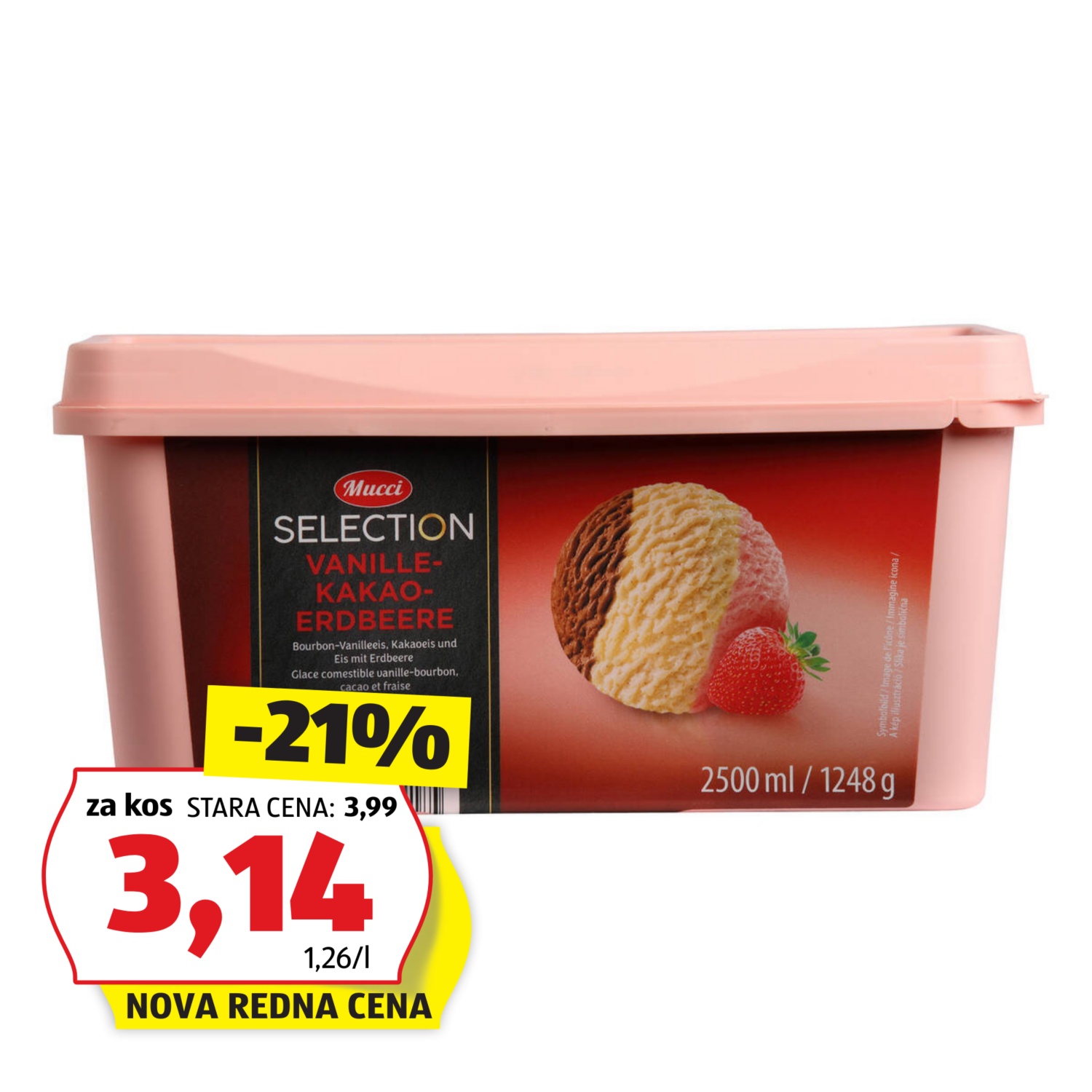 MUCCI Premium sladoled, tricolor