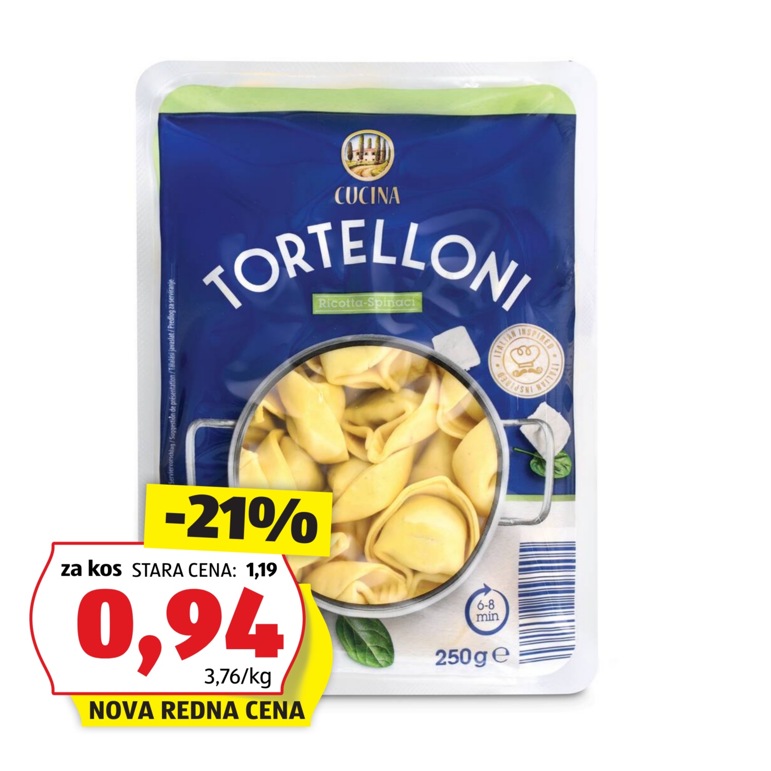 CUCINA Torteloni z rikoto in špinačo