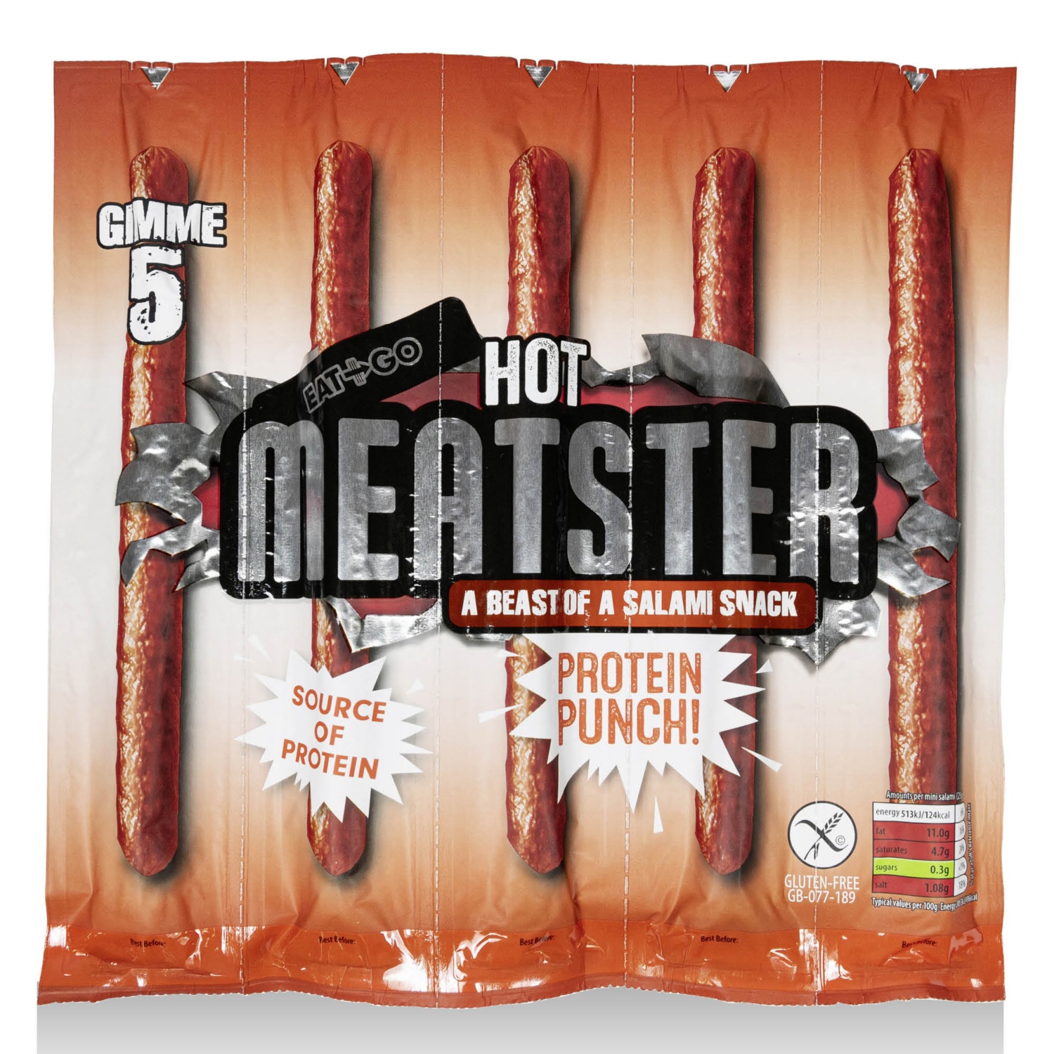 EAT & GO Snack kolbász, csípős, 125 g