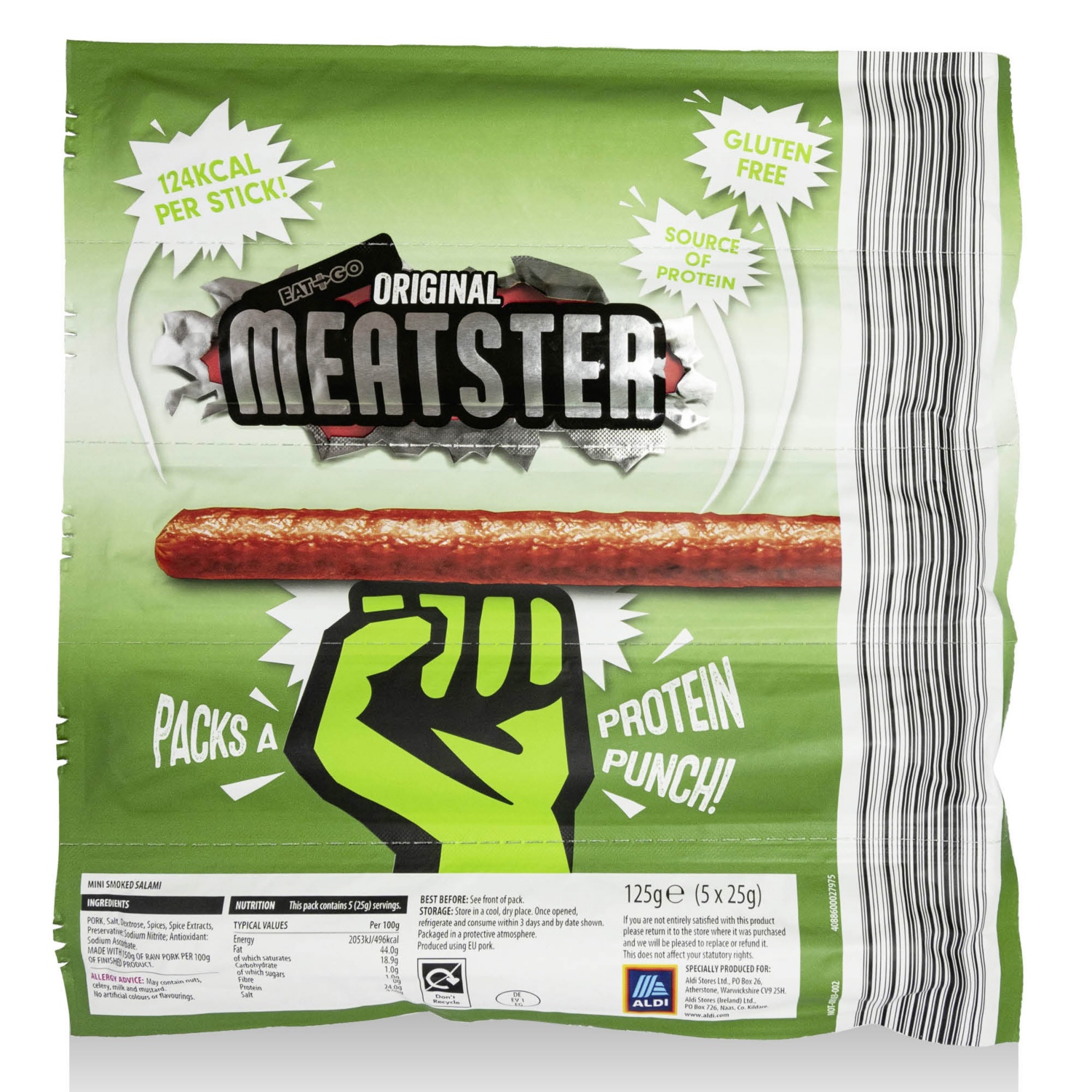 EAT & GO Snack kolbász, csemege, 125 g