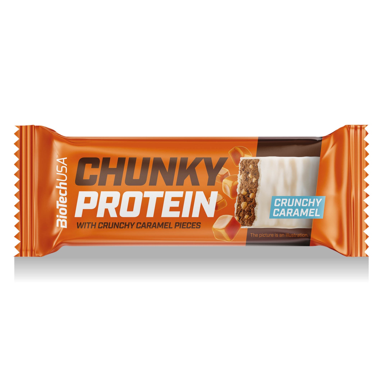 BIOTECHUSA Chunky protein fehérjeszelet, karamellás, 50 g