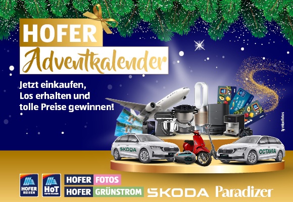 HOFER Adventkalender - Jetzt einkaufen, Los erhalten und tolle Preise gewinnen!