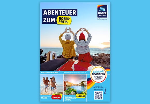 Das online HOFER REISEN Flugblatt mit Angeboten im Oktober