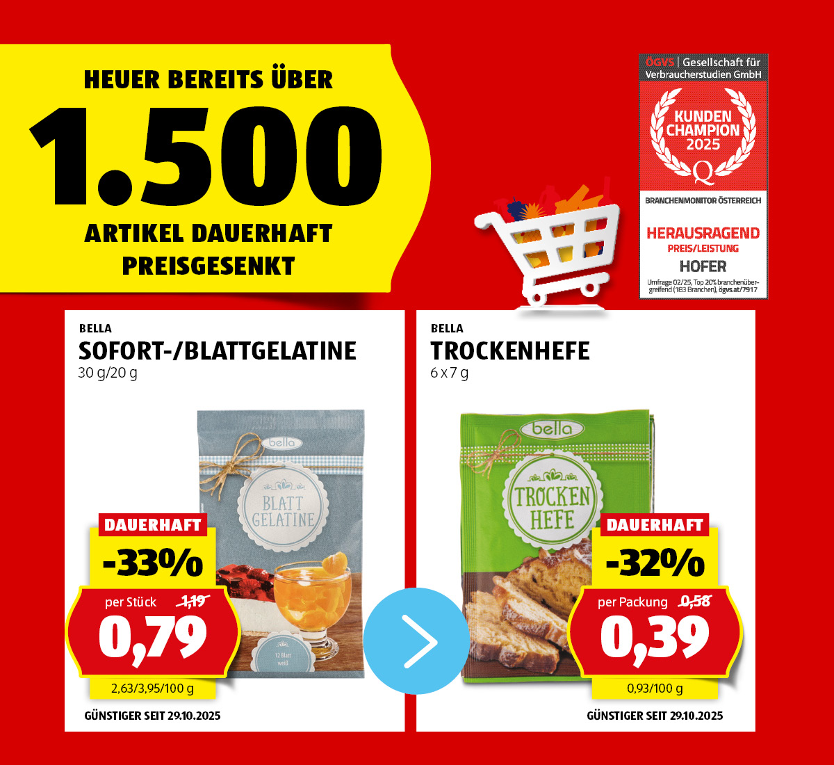 Angebot: Sofort-/Blattgelatine und Trockenhefe