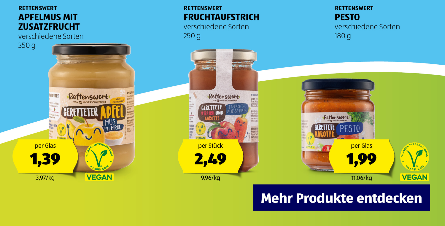 Rettenswert Apfelmus mit Zusatzfruckt, Fruchtaufstrich und Pesto 