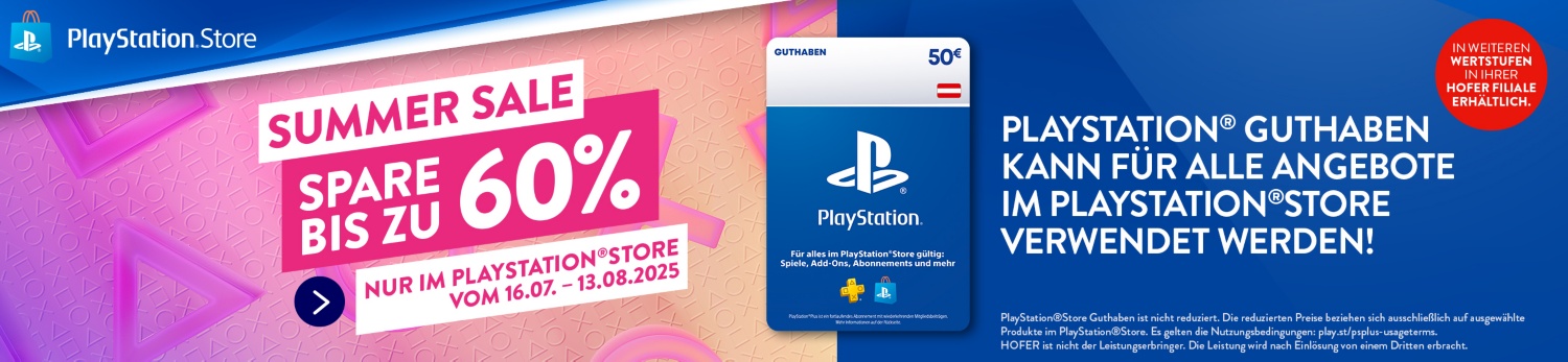 Summer Sale - bis zu 60 % sparen - Nur im PlayStation® Store - Vom 16.07. bis 13.08.2025