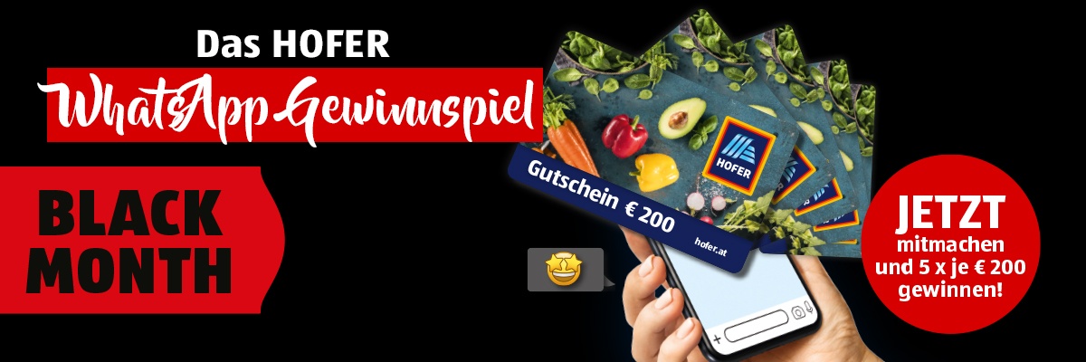 Das HOFER WhatsApp Gewinnspiel im Black Month.