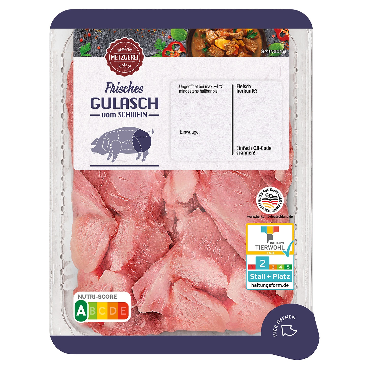 MEINE METZGEREI Gulasch vom Schwein 500 g