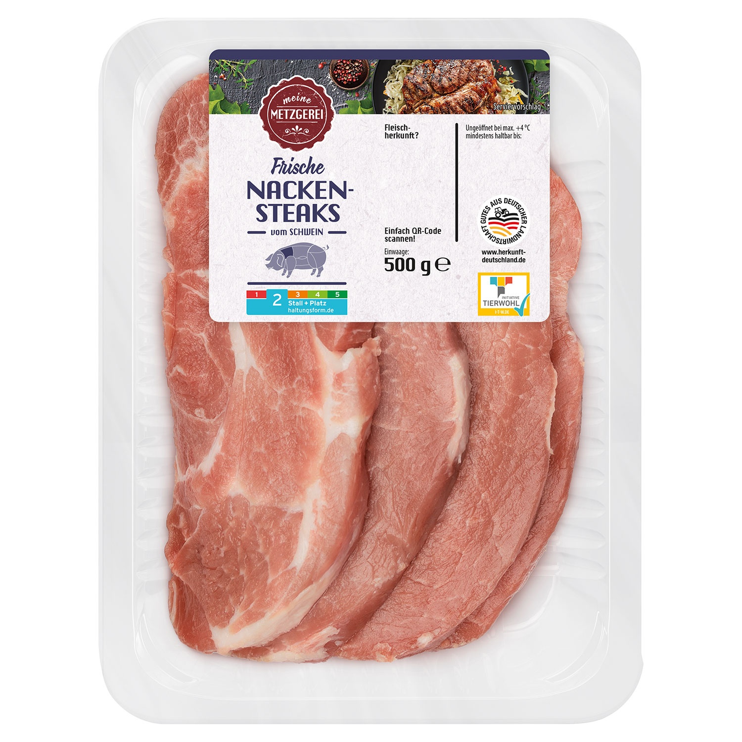 MEINE METZGEREI Schwein Nackensteak Natur 500 g