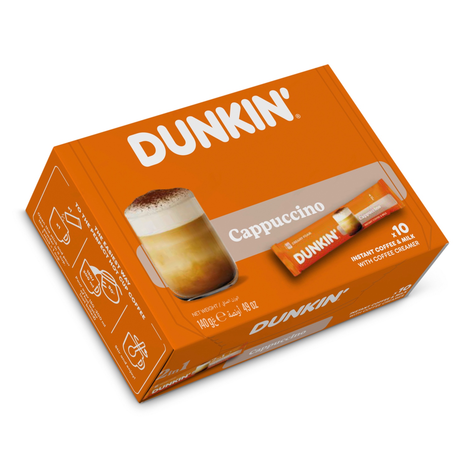 DUNKIN’ Instant kávé, cappuccino, 10 tasak