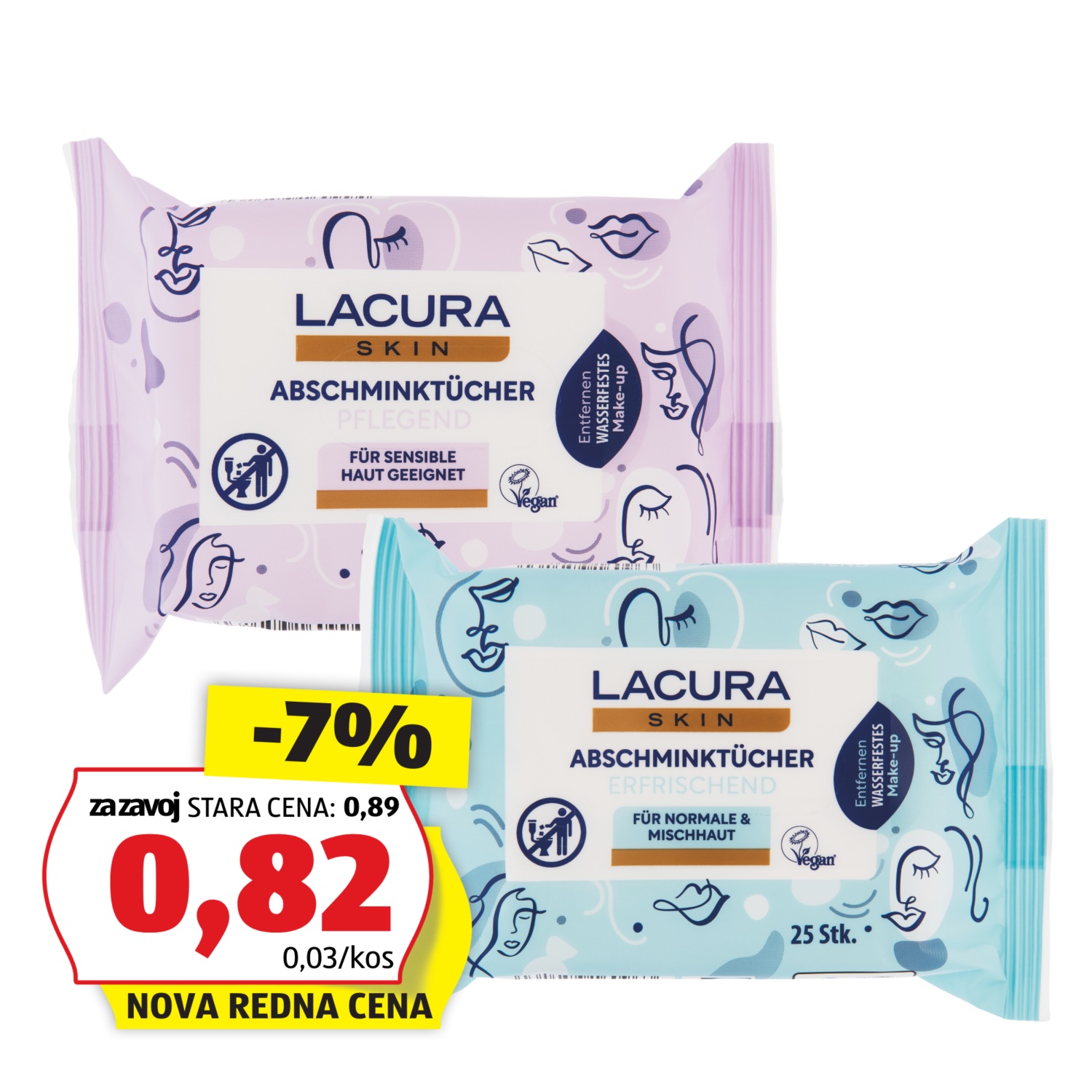 LACURA Robčki za odstranjevanje ličil