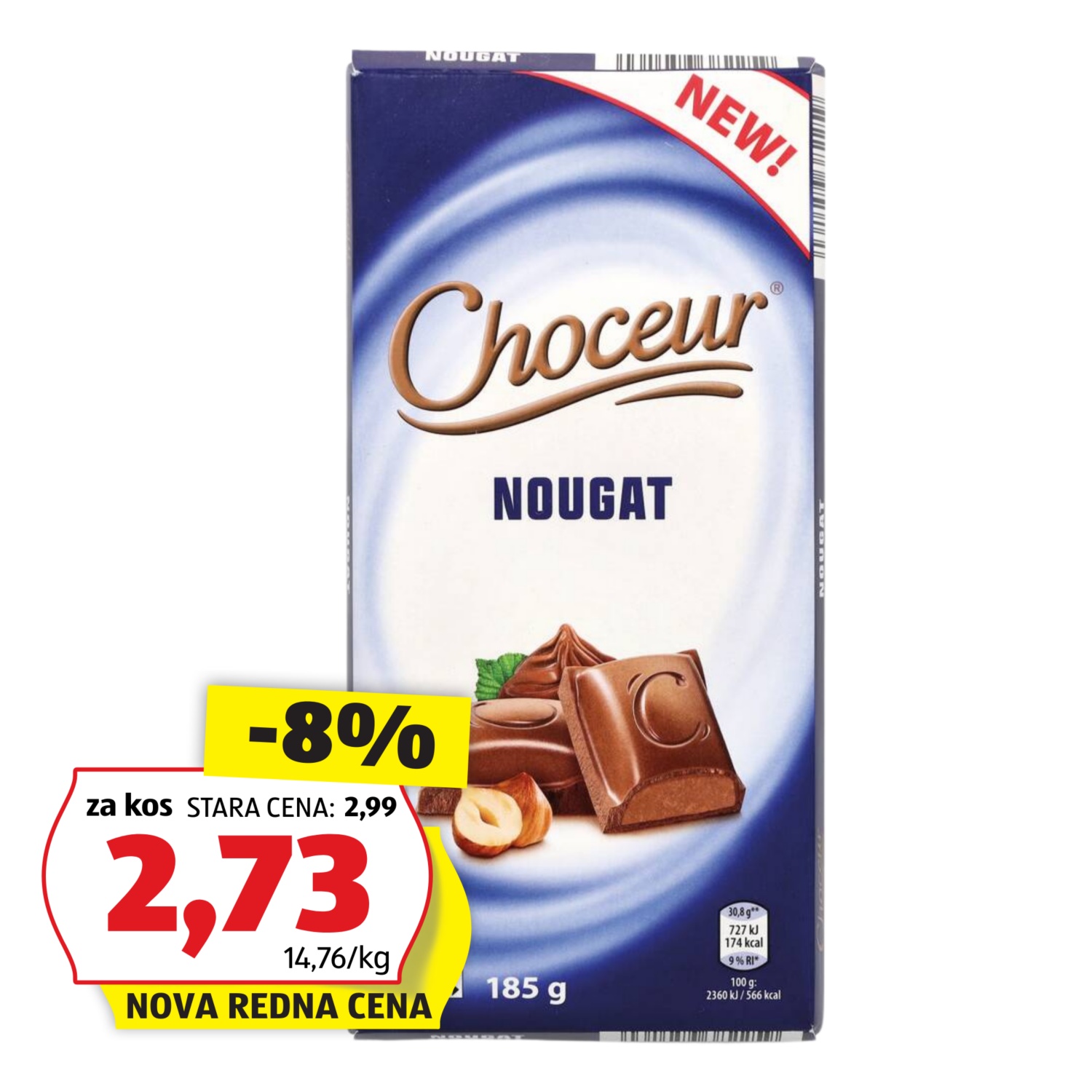 CHOCEUR Polnjena čokolada, nugat