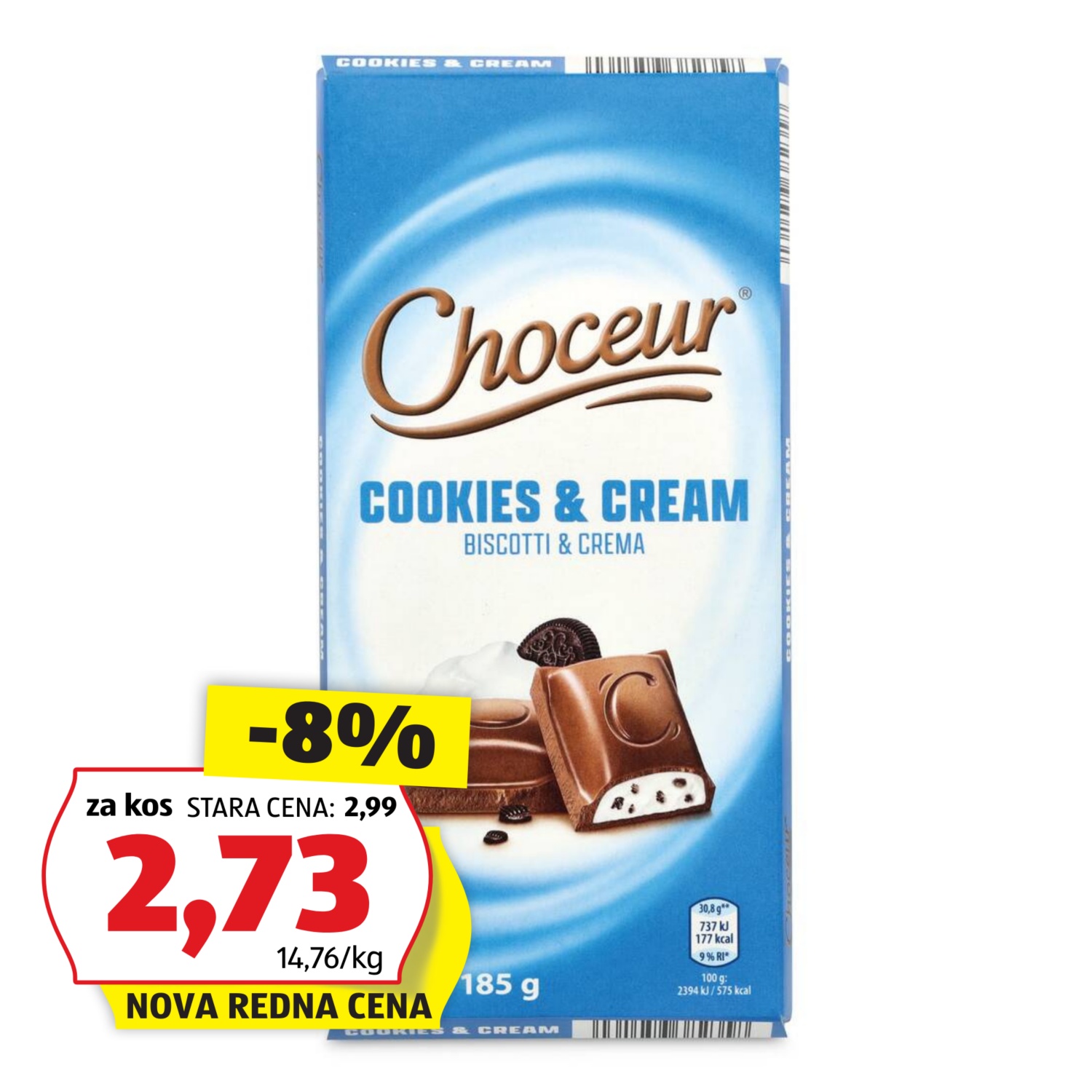 CHOCEUR Polnjena čokolada, piškoti in krema