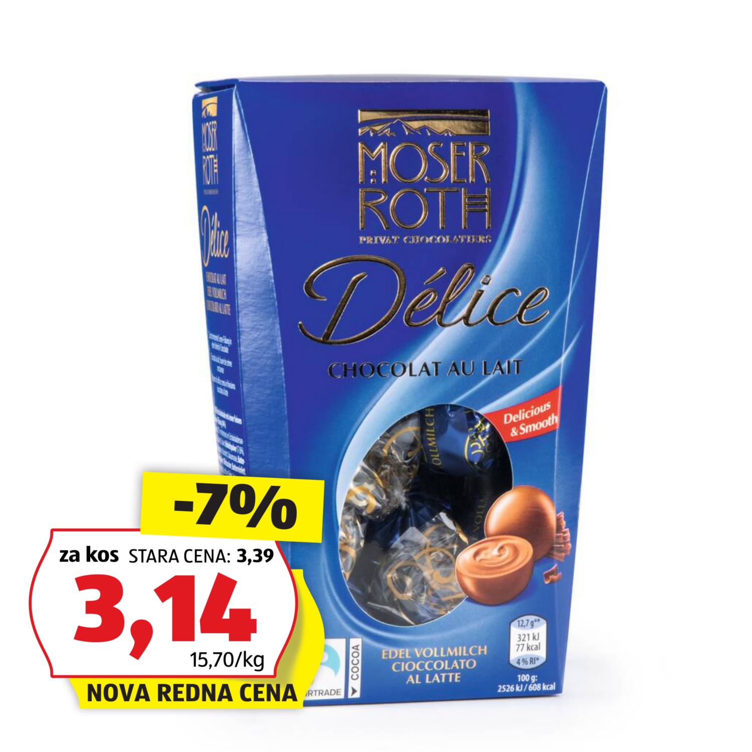 MOSER ROTH Polnjeni pralineji, mlečna čokolada