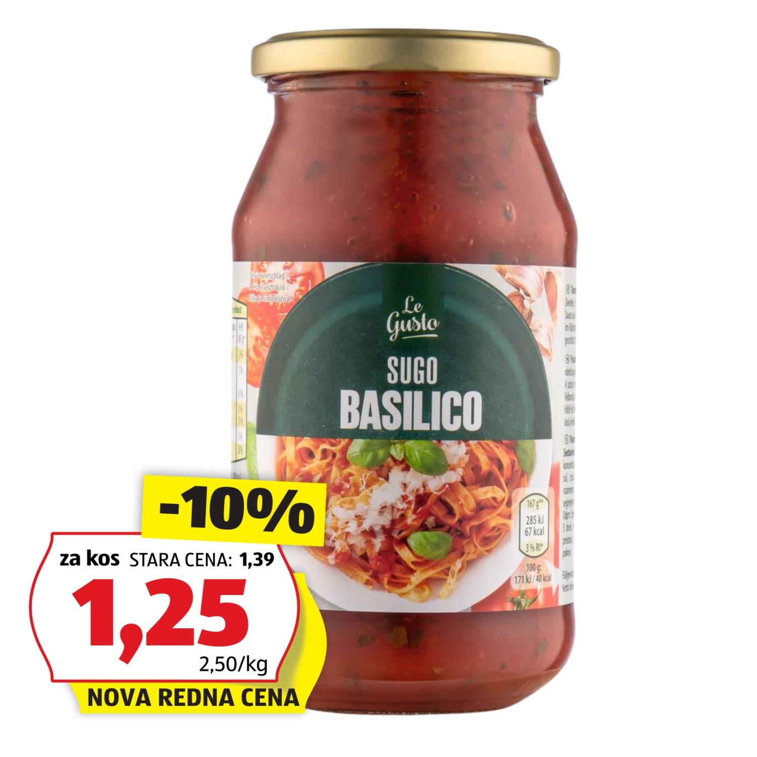 LE GUSTO Omaka za testenine, z baziliko