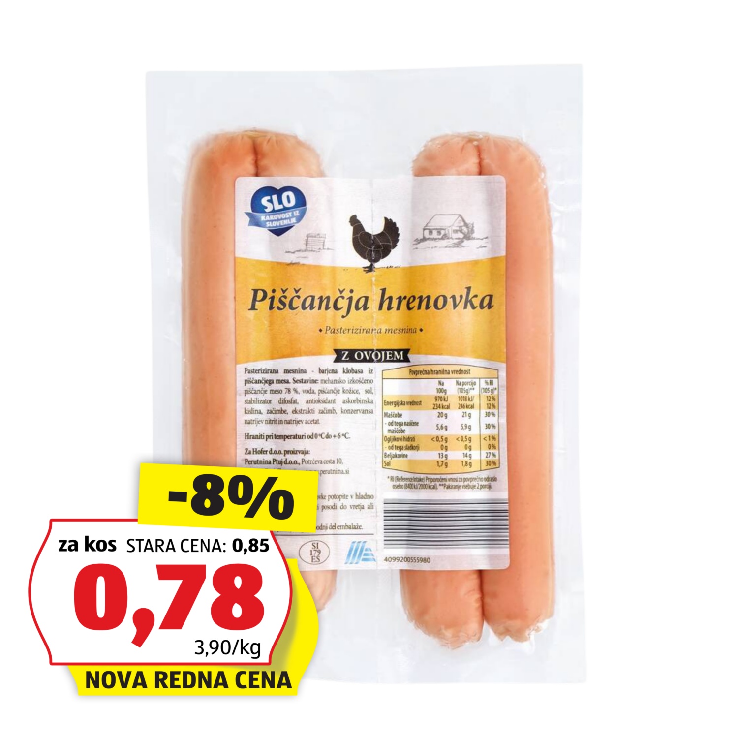 Piščančje hrenovke, klasične