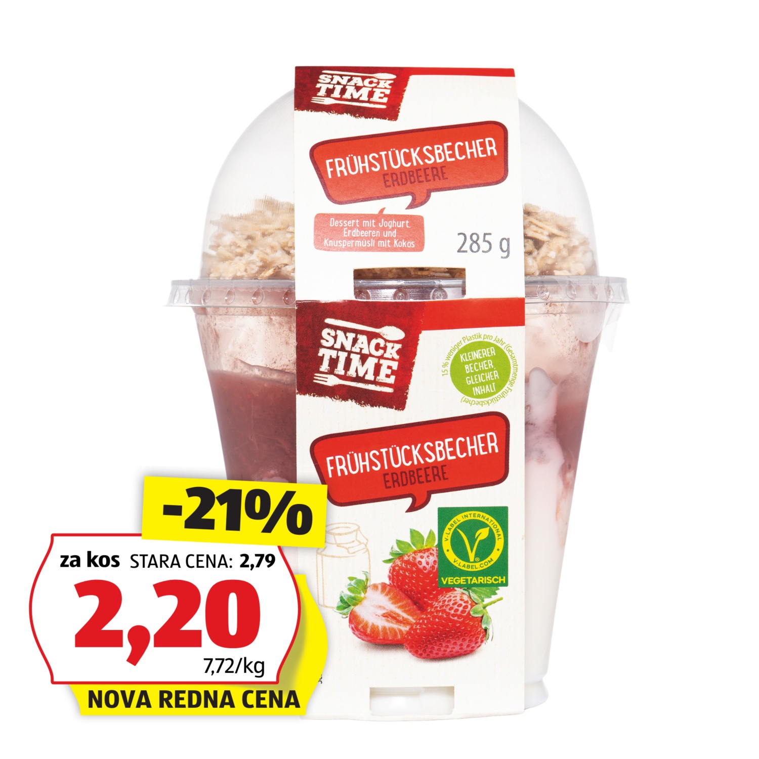 SNACK TIME Zajtrk v lončku, jagoda