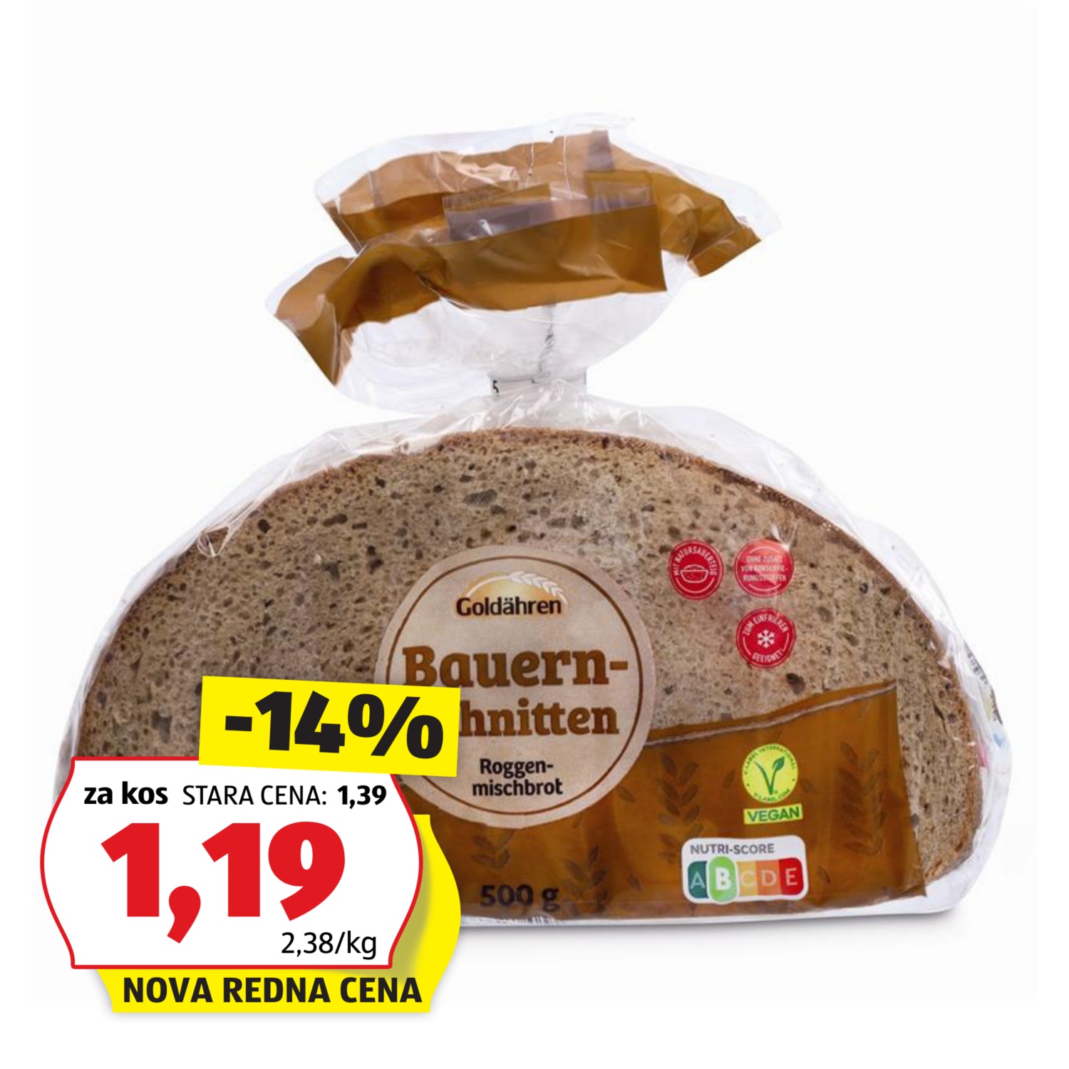 GOLDÄHREN Kmečki rženi rezani kruh